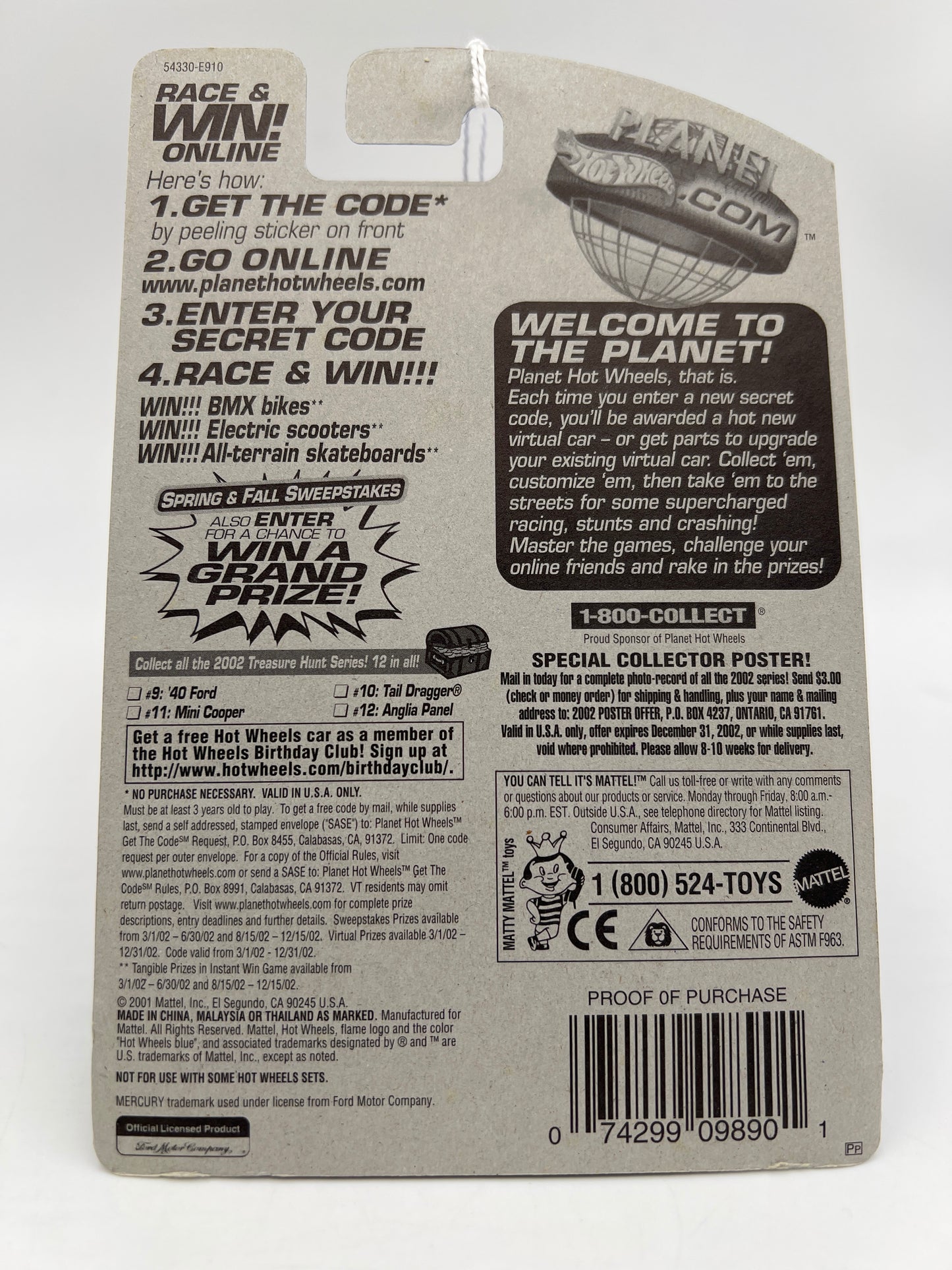 2002 Hot Wheels Treasure Hunt #10 Tail Dragger Purple W/Real Riders 273E