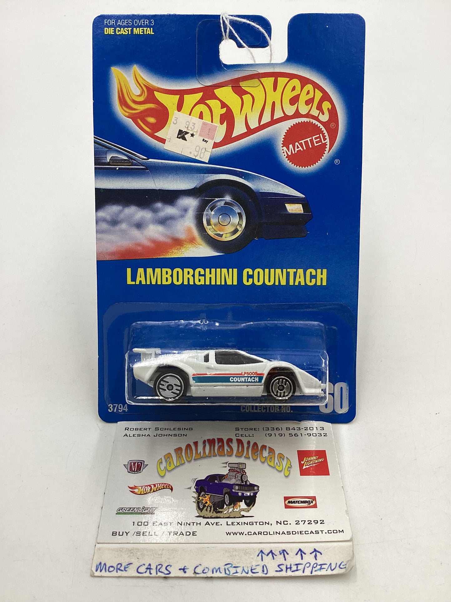 1991 Hot wheels #60 White Lamborghini Countach