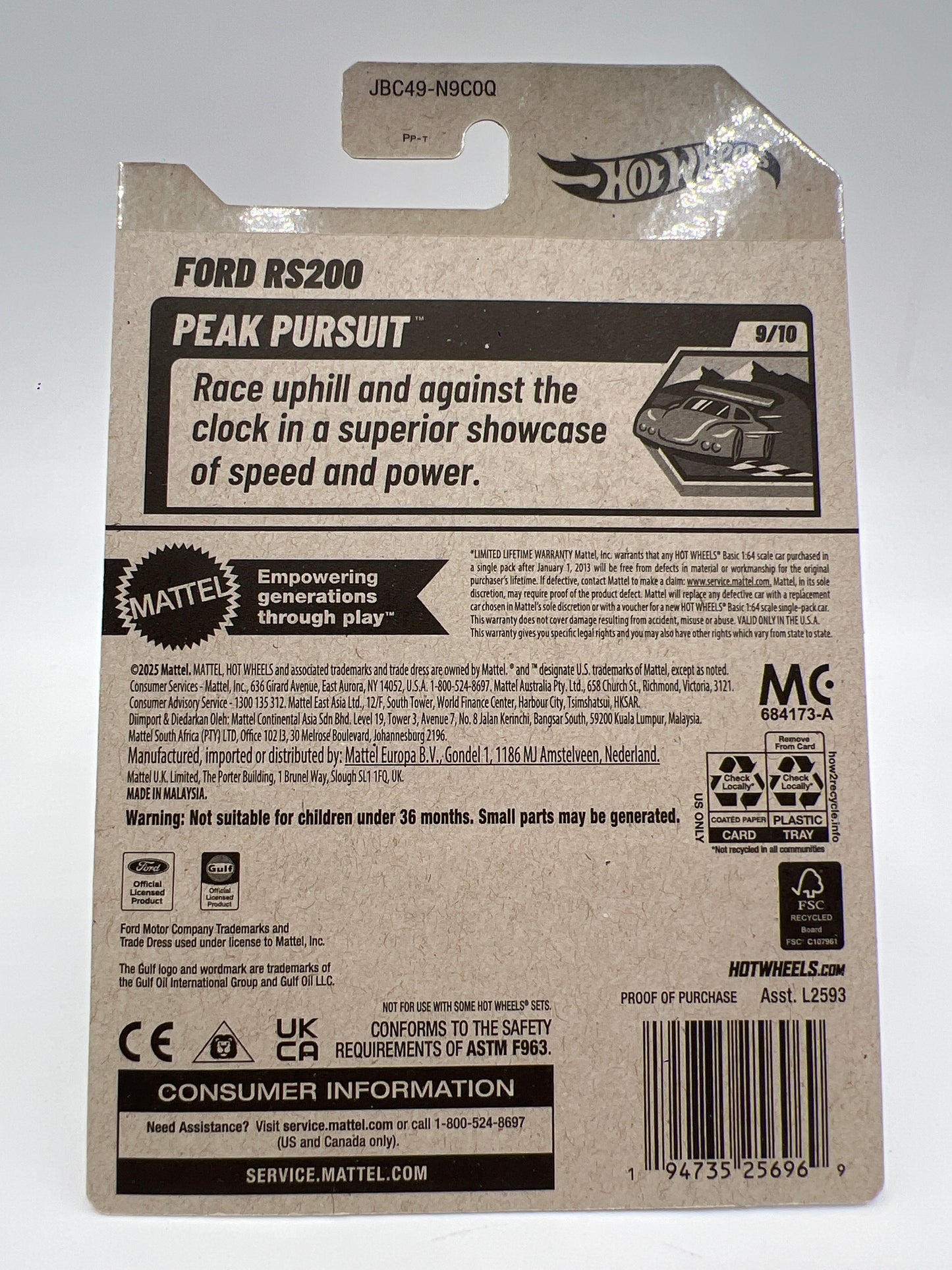 2025 Hot Wheels Factory Sealed Super Treasure Hunt #247 Ford RS200 Gulf Blue W/Protector J Hook Crease