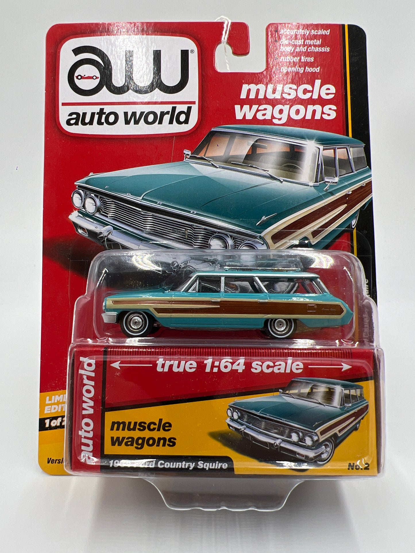 Auto World Muscle Wagons Release 1 Version A 1964 Ford Country Squire Blue