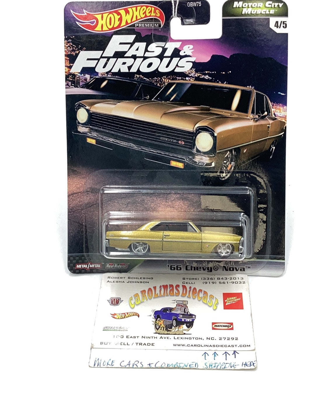 Hot wheels fast and furious Motor City Muscle #4 66 Chevy Nova 249B