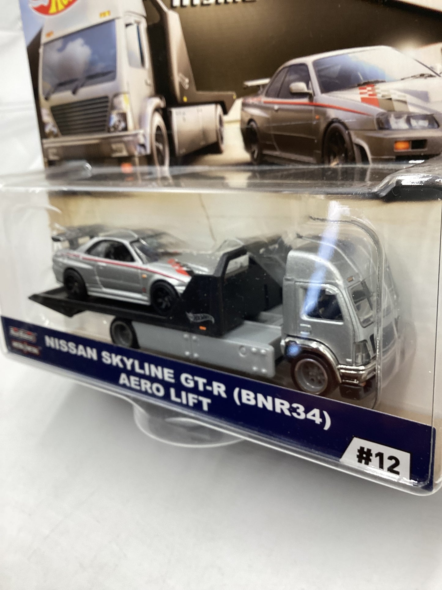 2019 Hot Wheels Team Transport #12 Nissan skyline GT-R r34 Aero Lift W/Protector