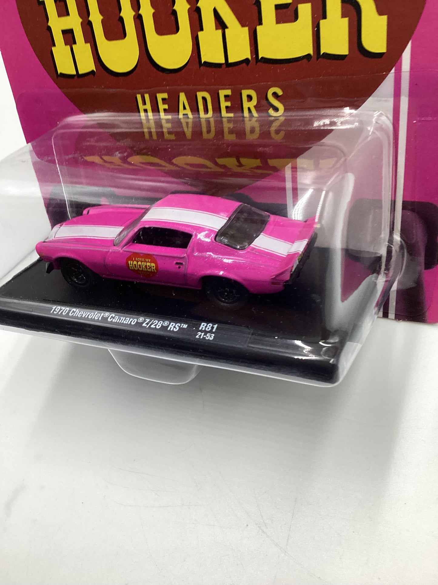 M2 Machines Auto Drivers Hooker Headers 1970 Chevrolet Camaro Z/28 RS R81 Pink 193C