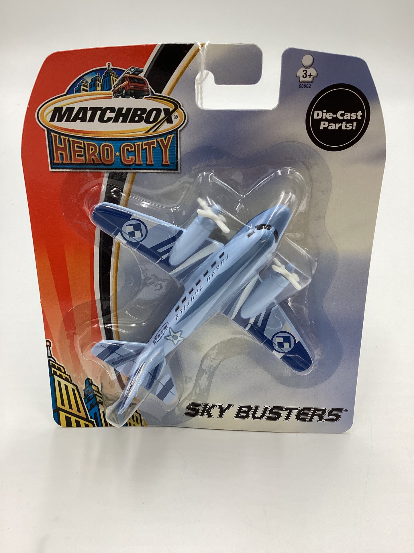 2003 Matchbox Skybusters 68982 Airliner Light Blue 114D