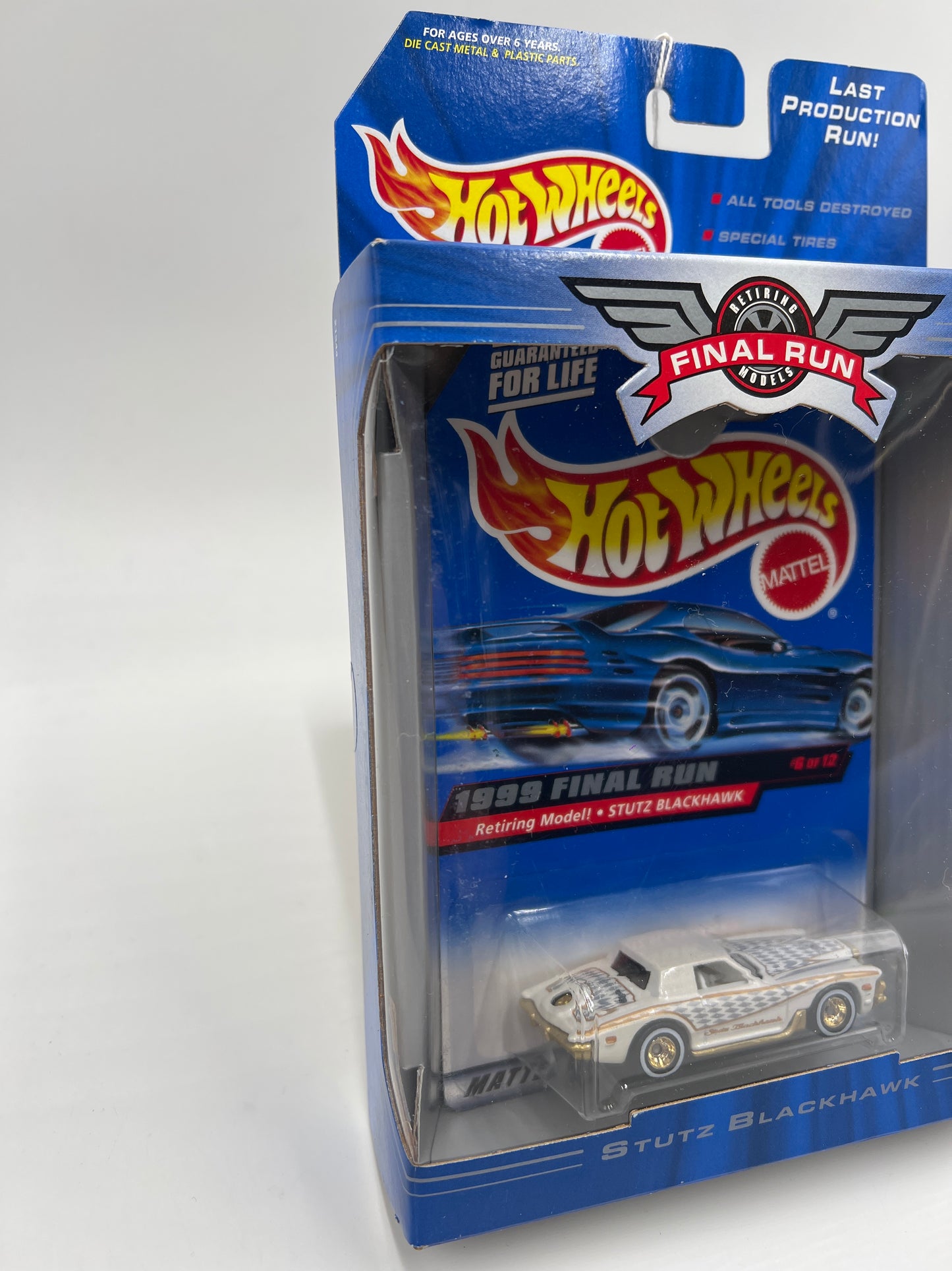 1999 Hot Wheels Final Run #6 Stutz Blackhawk White W/Real Riders