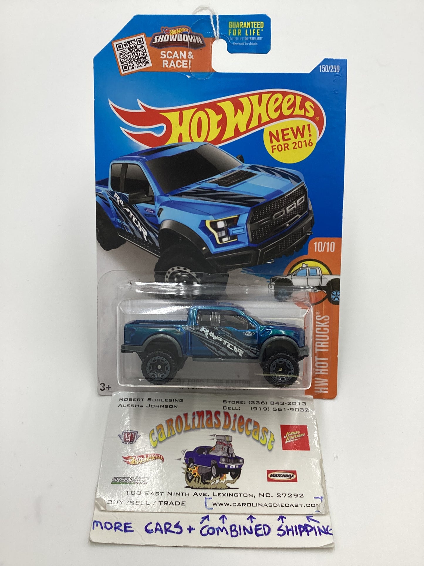 2016 Hot Wheels #150 17 Ford F-150 Raptor Blue 31A