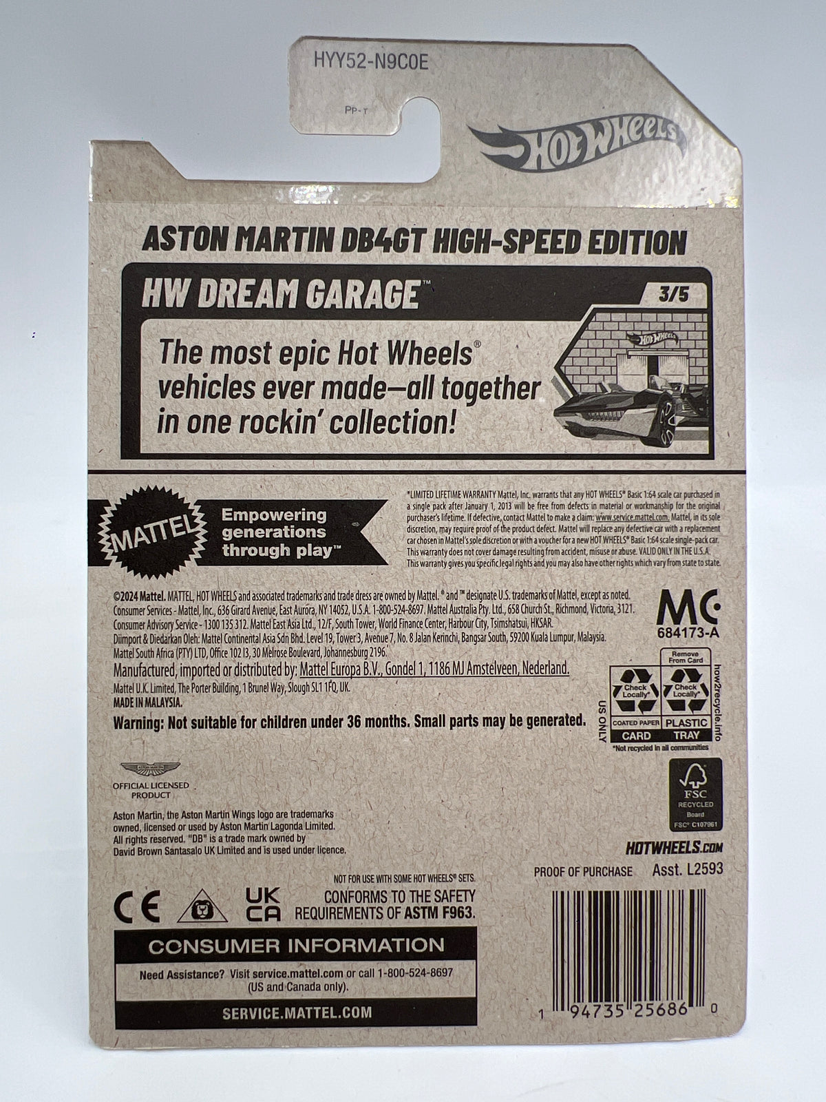 2025 Hot Wheels Factory Sealed Super Treasure Hunt & Mainline #107 Aston Martin DB4GT W/Protector Cracked Blister