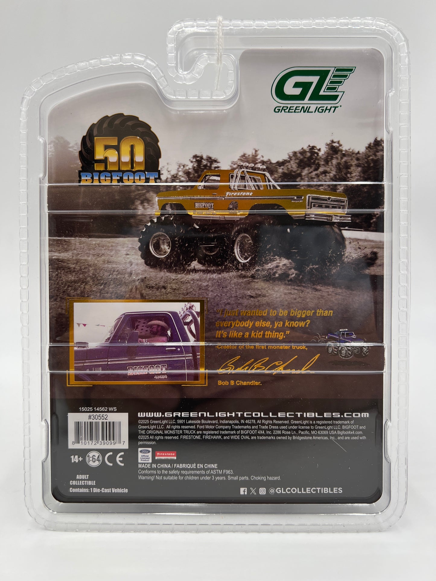 Greenlight Hobby Exclusive Kings of Crunch Bigfoot 50th Anniversary 1979 Ford F-250 Gold Metallic