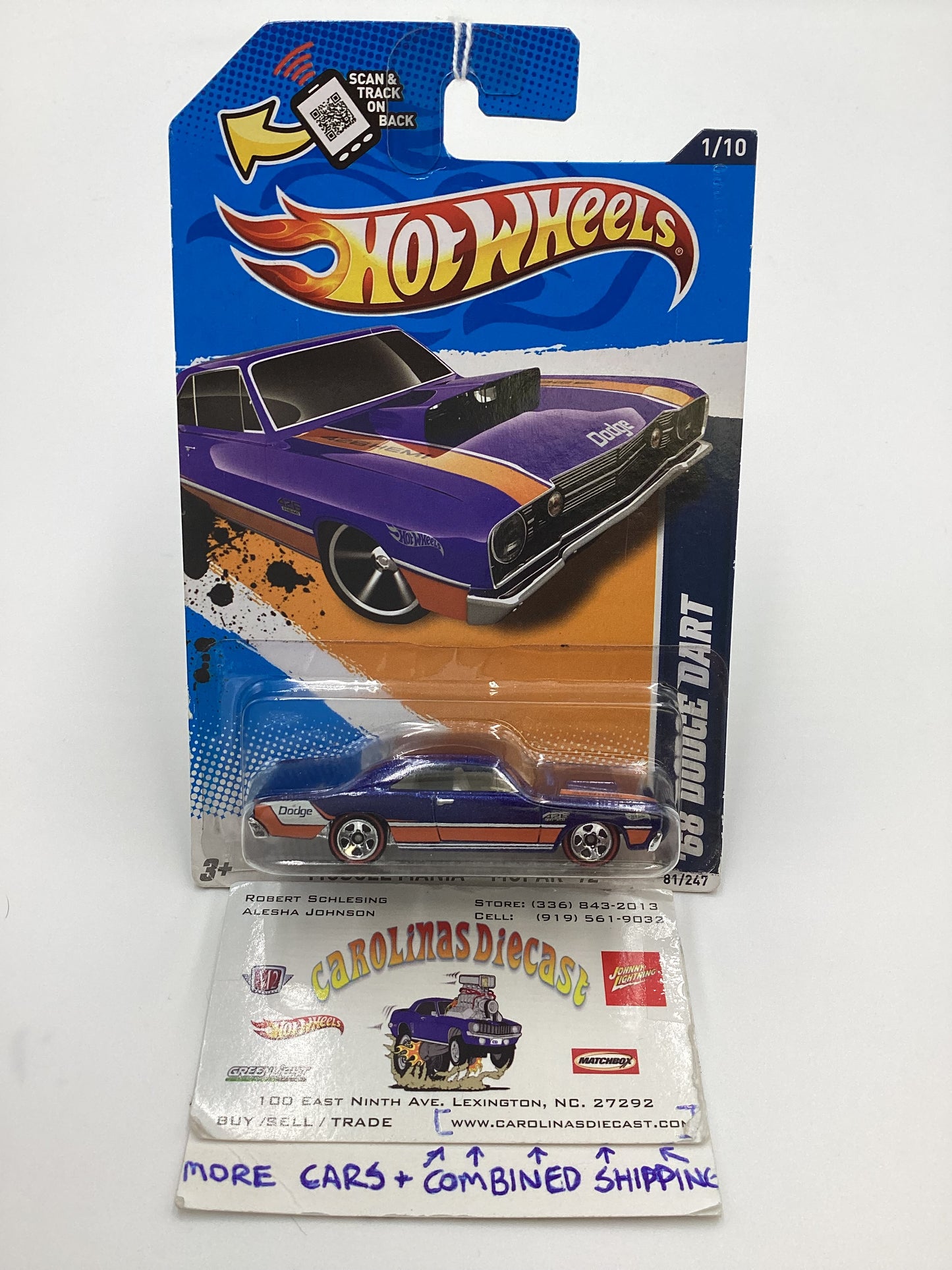 2012 Hot Wheels #81 68 Dodge Dart Blue Walmart Exclusive 234D