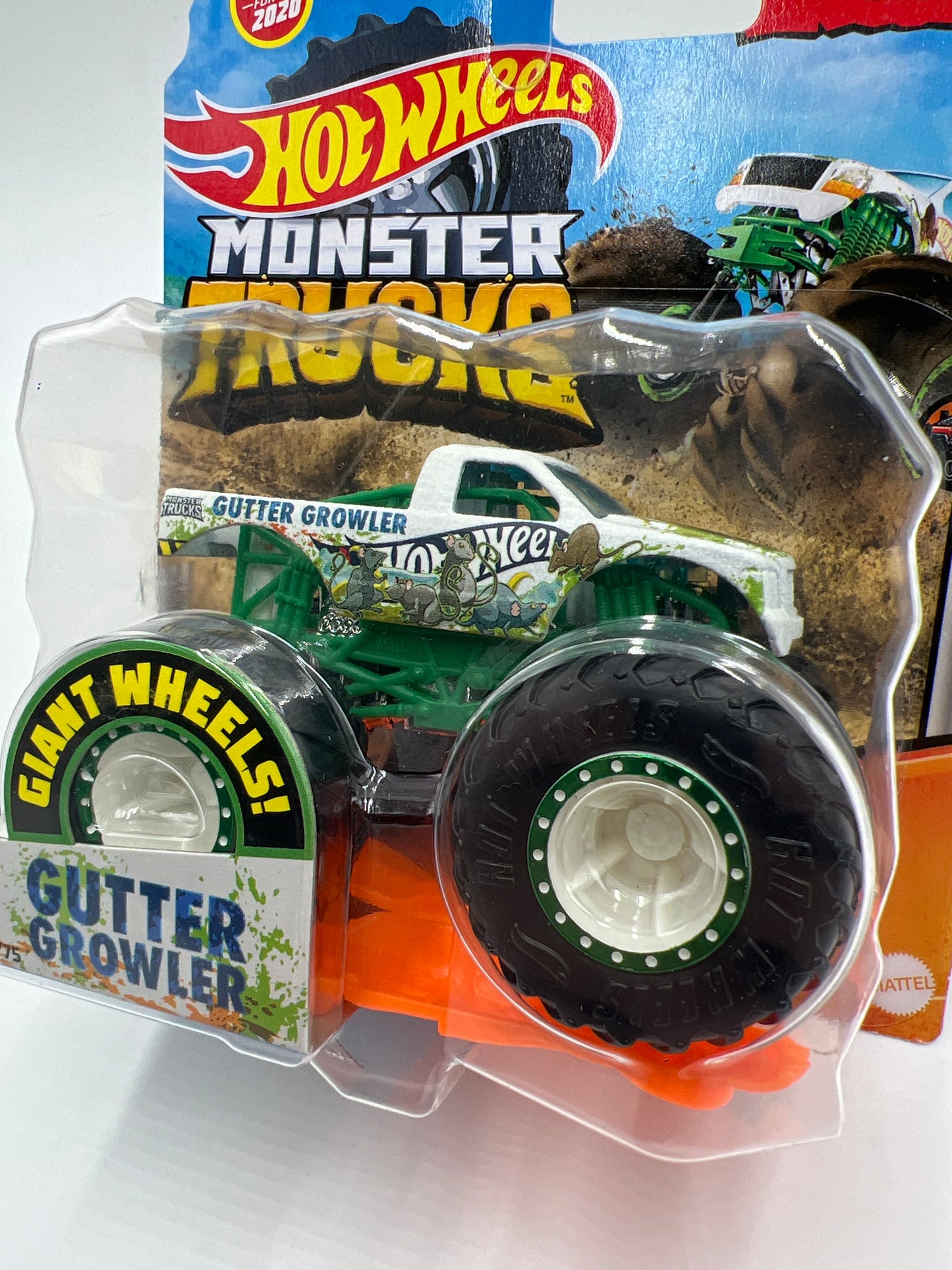 2020 Hot Wheels Monster Trucks HW Metro #3 Gutter Growler W/Protector