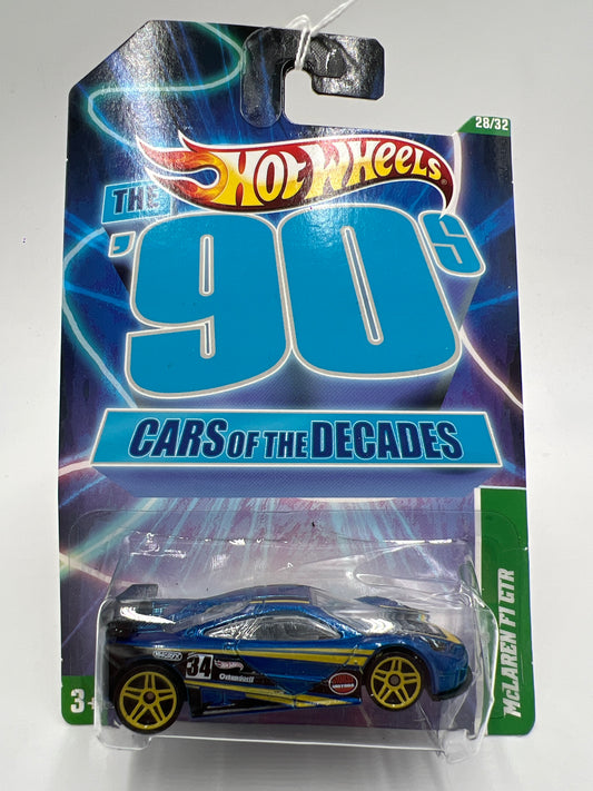 Hot Wheels Cars of the Decades The 90s #28 McLaren F1 GTR Blue Bad Card