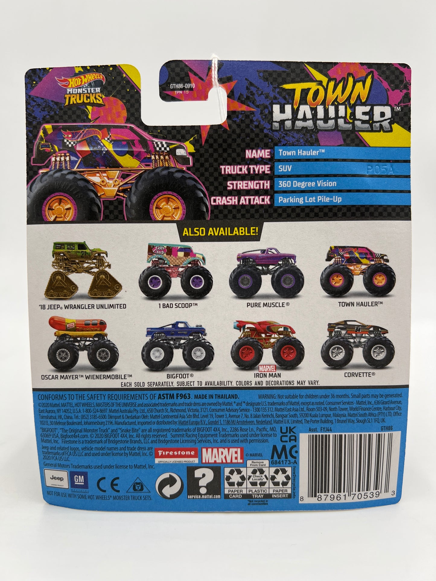 2021 Hot Wheels Monster Trucks Neon Shockers #44 Town Hauler 131i