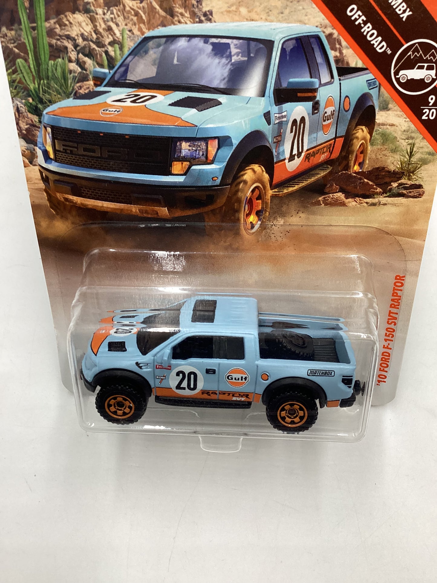 2018 Matchbox Off Road #9 10 Ford F-150 f150 SVT Raptor Gulf 208A