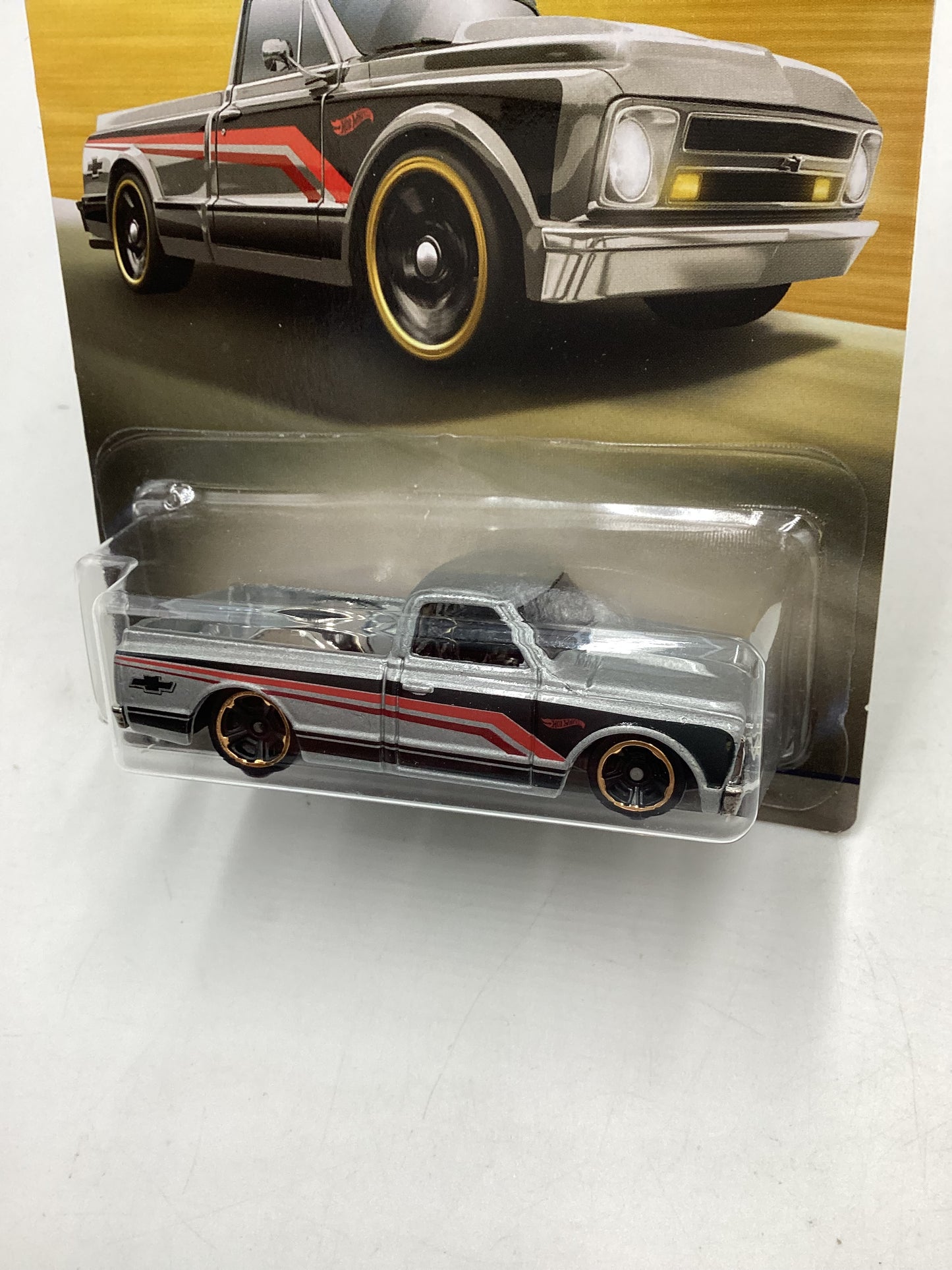 Hot Wheels Walmart 100 Years Chevy #3 67 Chevy C10 Silver card not perfect 161S
