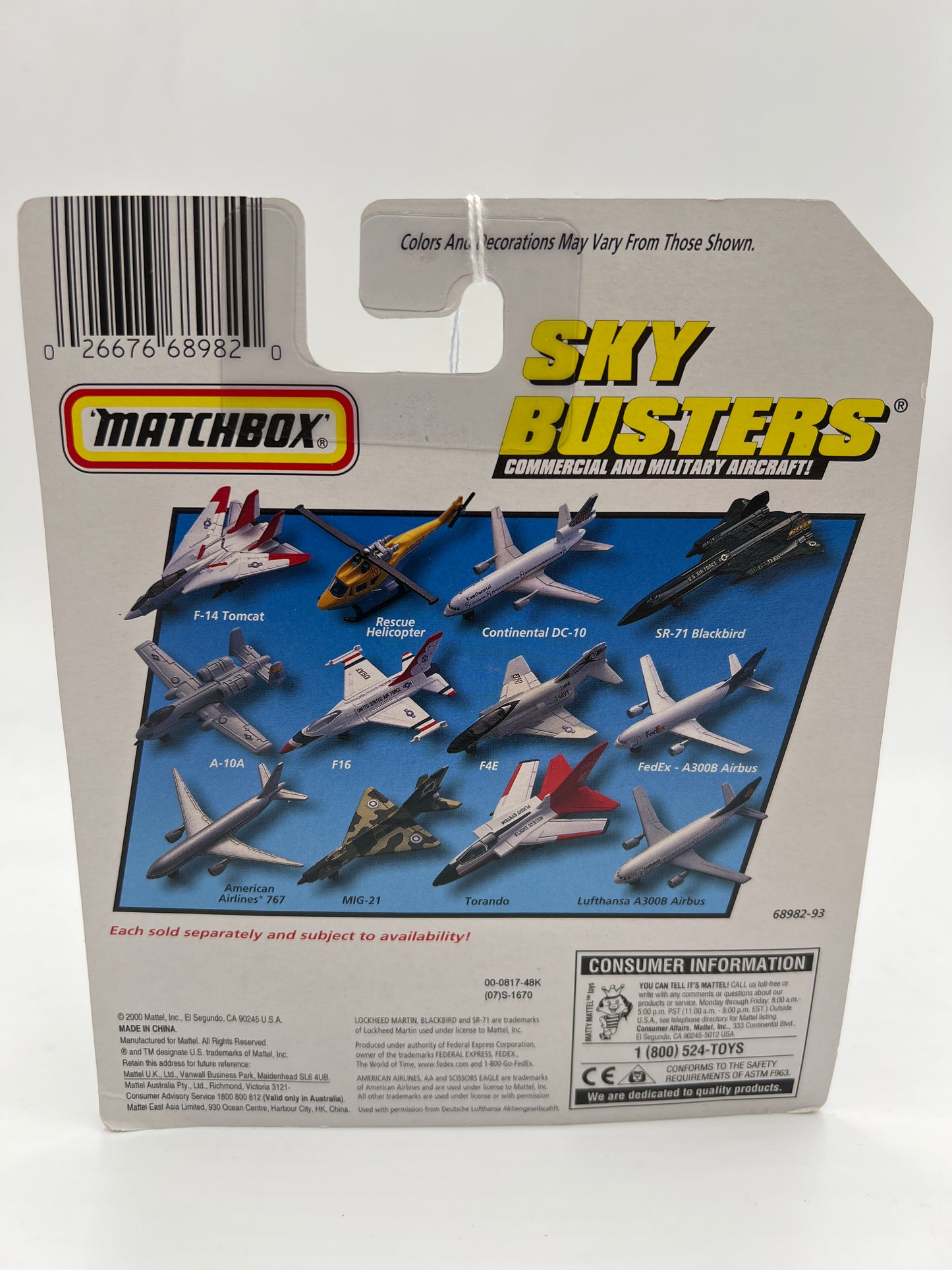 Matchbox Sky Busters DC-10 Continental #1 YY1
