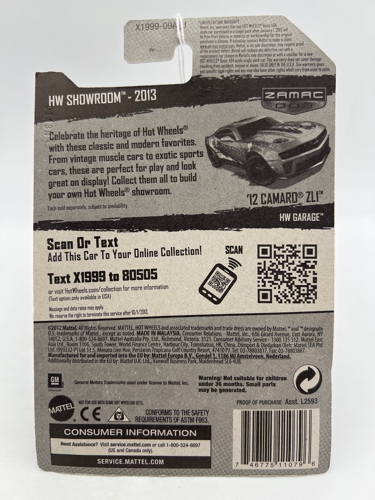 2013 Hot Wheels Walmart Exclusive Zamac 9 #192 12 Camaro ZL1