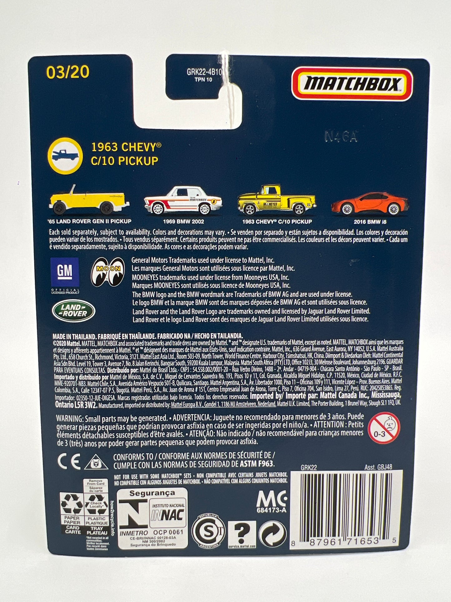 Matchbox Collectors #3 1963 Chevy C/10 Pickup Yellow Mooneyes