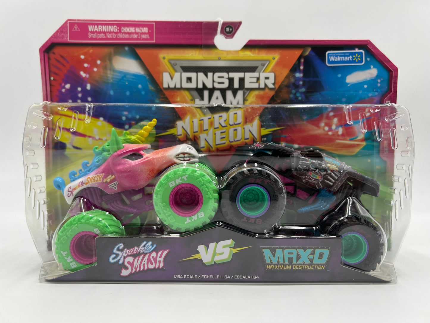 Monster Jam Nitro Neon Series 3 Walmart Exclusive Sparkle Smash Vs Max-D