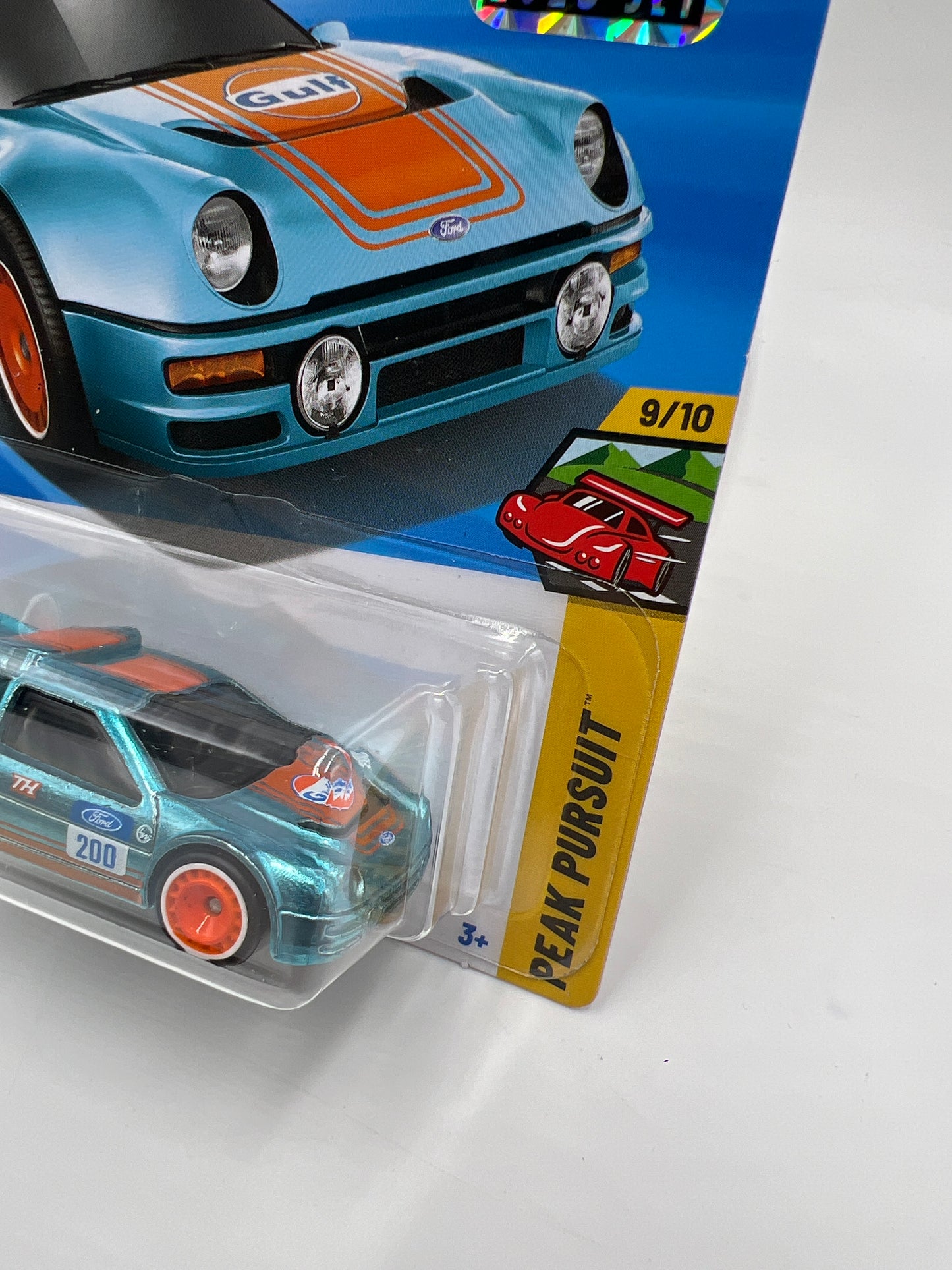 2025 Hot Wheels Factory Sealed Super Treasure Hunt #247 Ford RS200 Gulf Blue W/Protector J Hook Crease