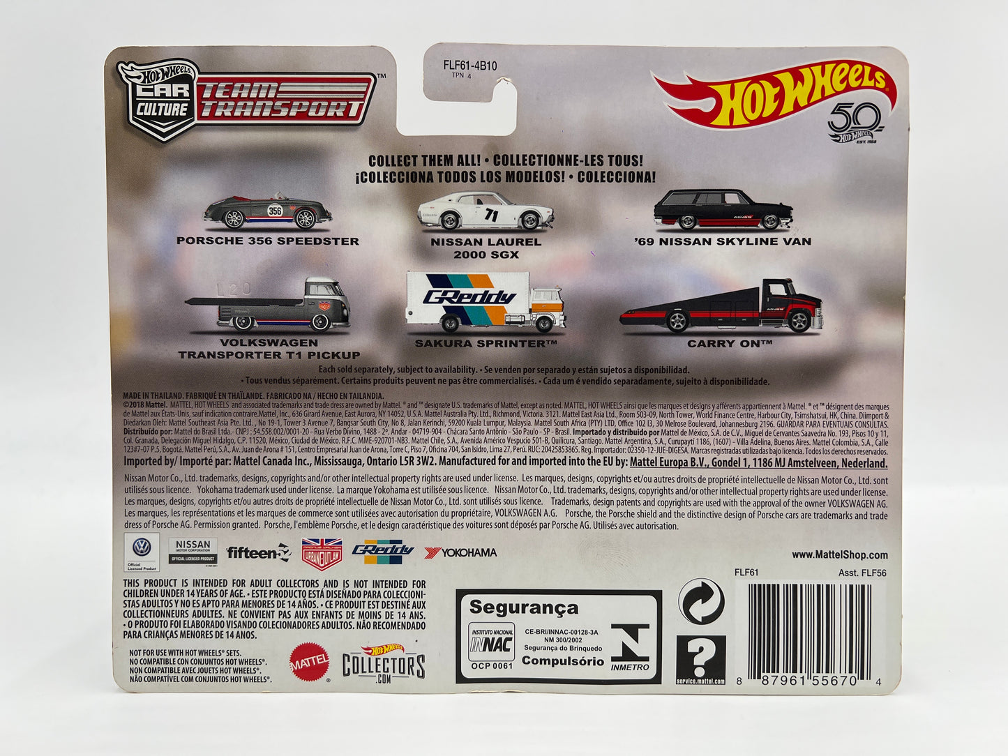 2018 Hot Wheels Team Transport #1 Porsche 356 Speedster & VW Transporter T1 Pickup W/Protector