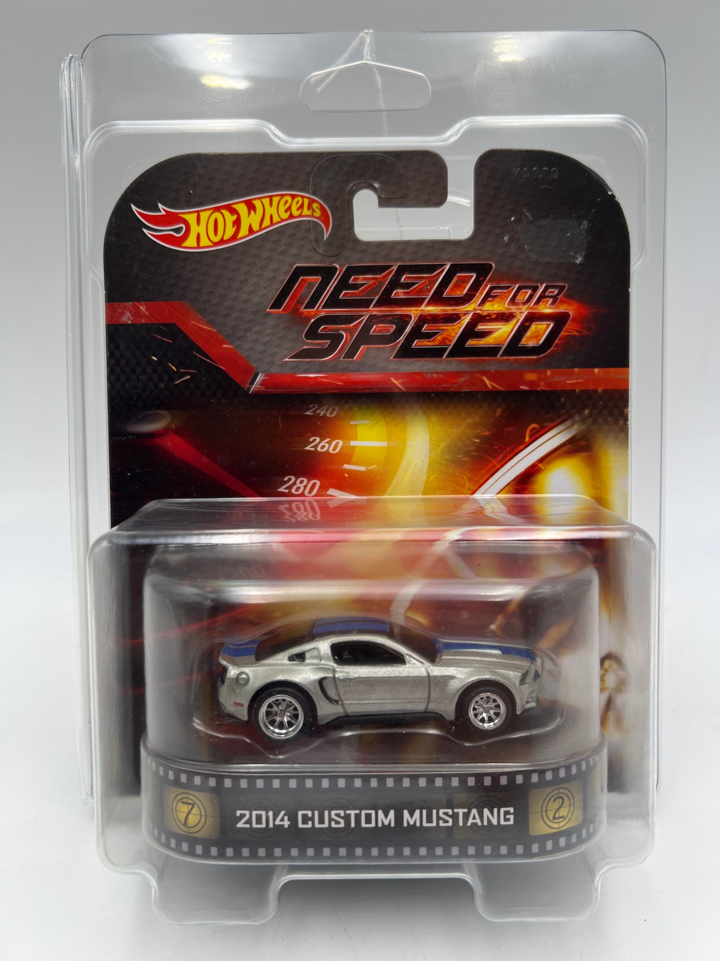 Hot Wheels Retro Entertainment Need For Speed 2014 Custom Mustang Silver W/Protector