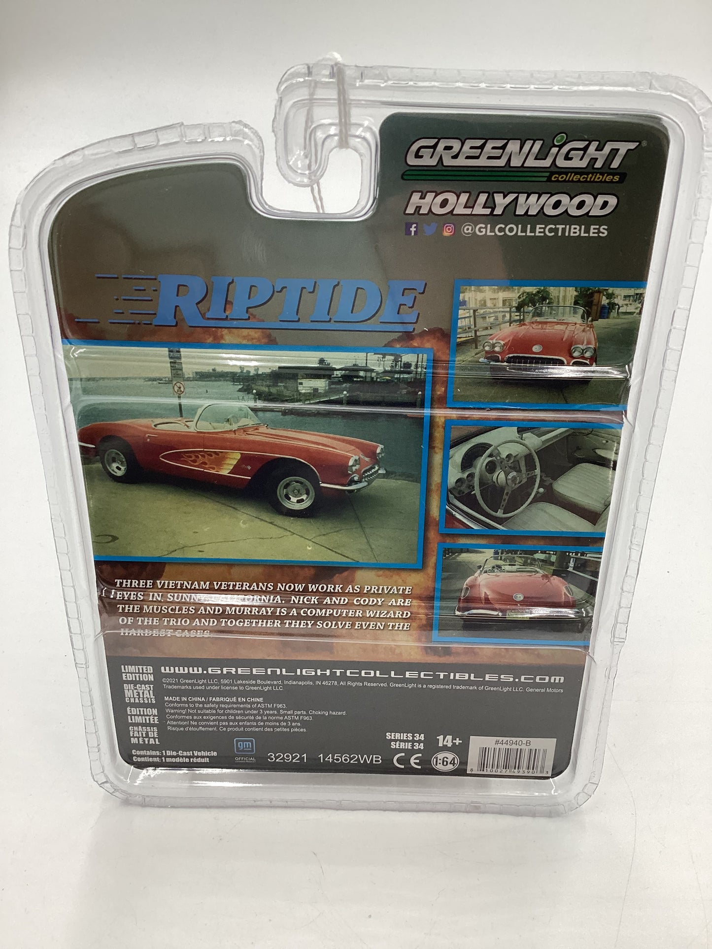 Greenlight Hollywood Series 34 Riptide 1960 Chevrolet Corvette Red 180E