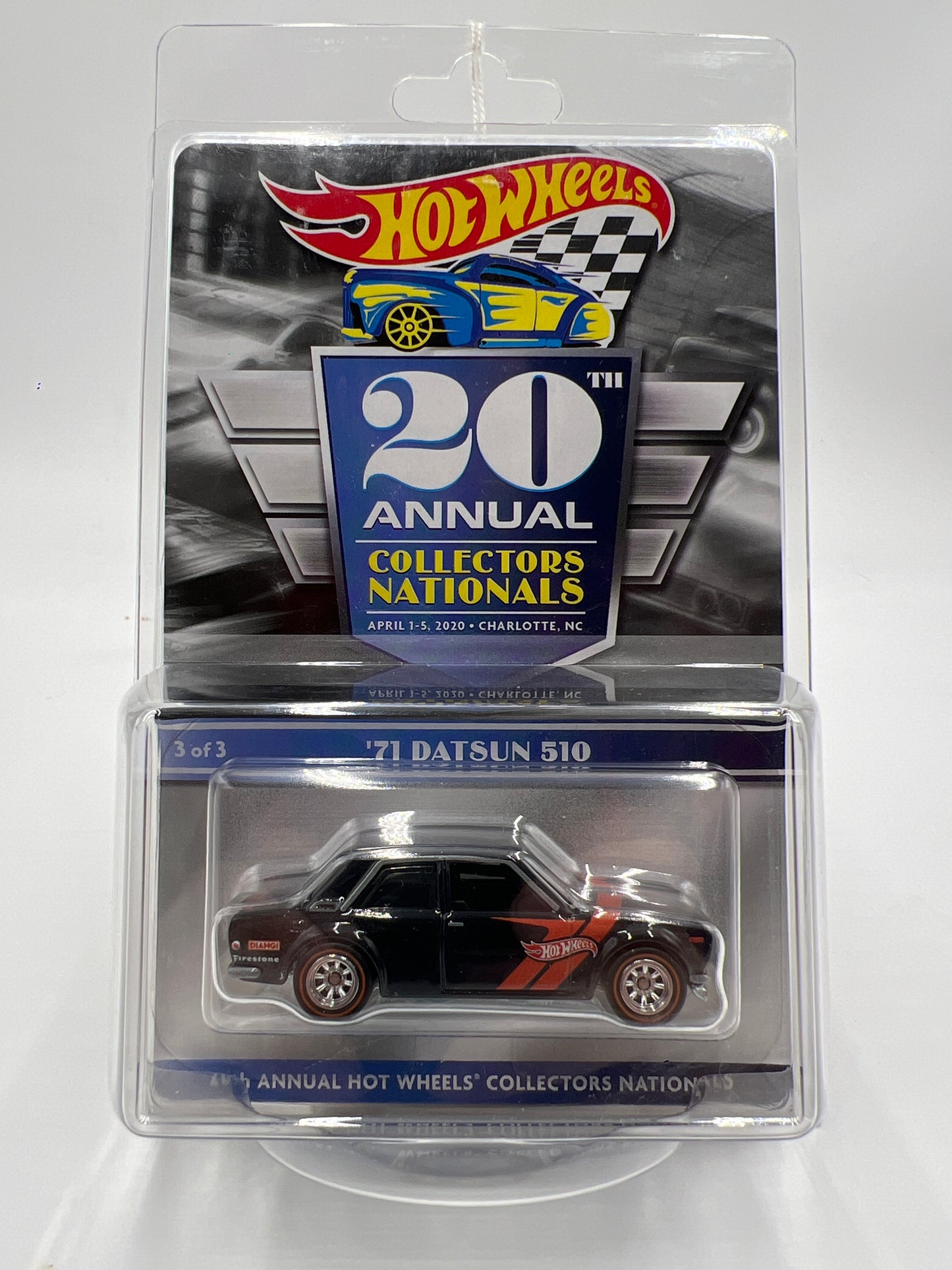 2020 Hot Wheels 20th Annual Collector Nationals 71 Datsun 510 1246/5000 Black W/Protector