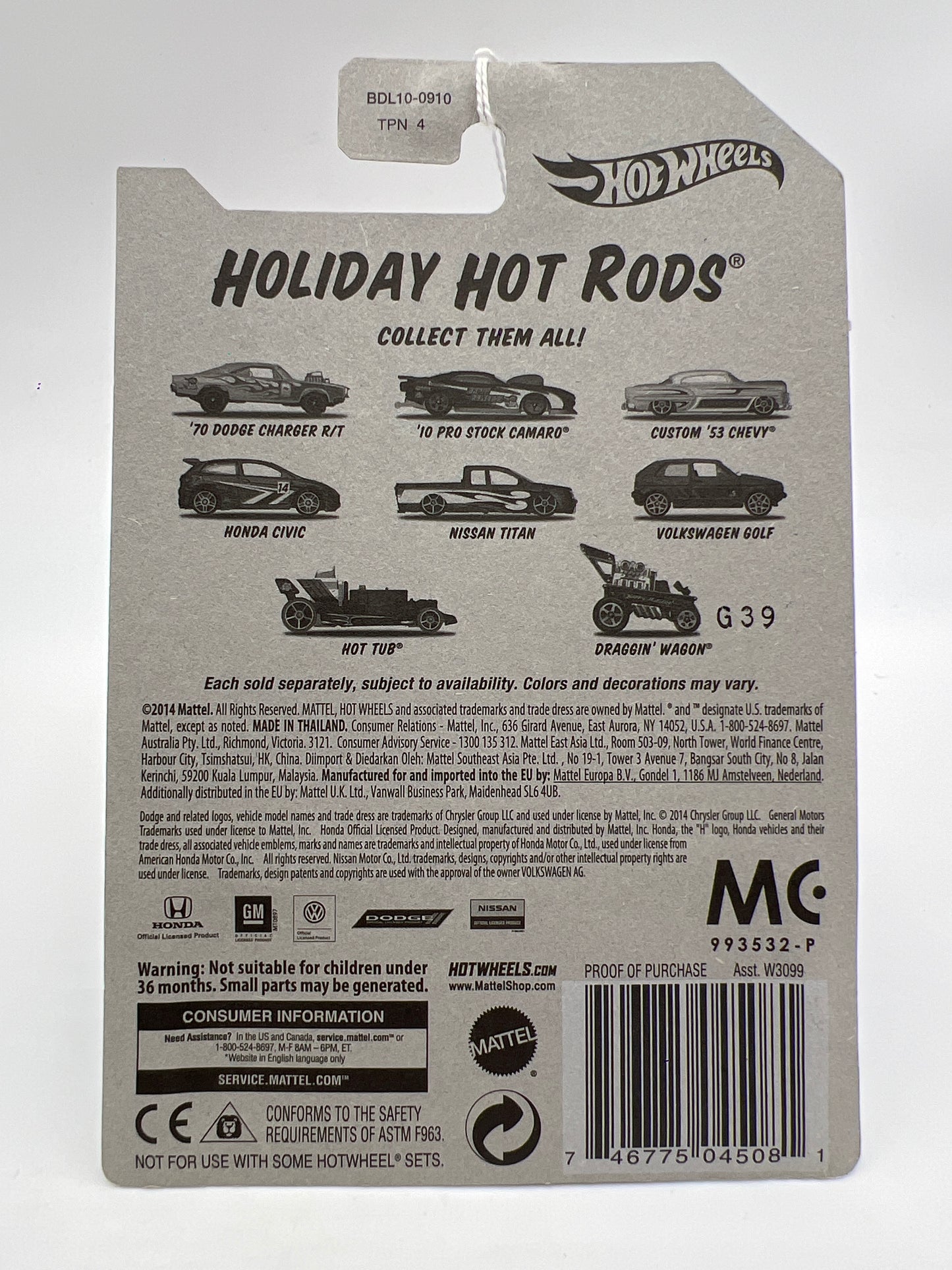 2014 Hot Wheels Holiday Hot Rods #4 70 Dodge Charger R/T White/Red