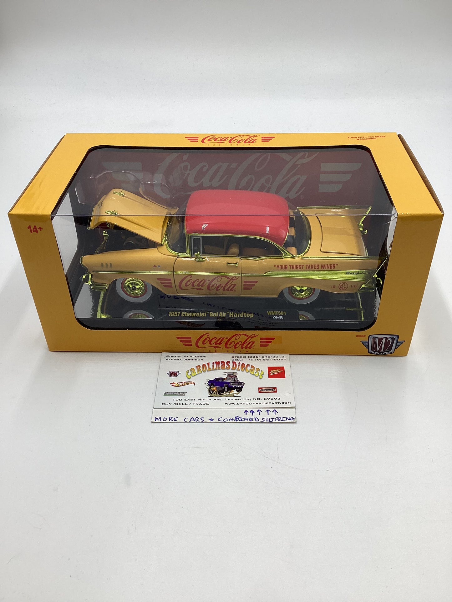 M2 Machines 1/24 Walmart Exclusive Coca Cola 1957 Chevrolet Bel Air Hardtop Yellow WMTS01 CHASE