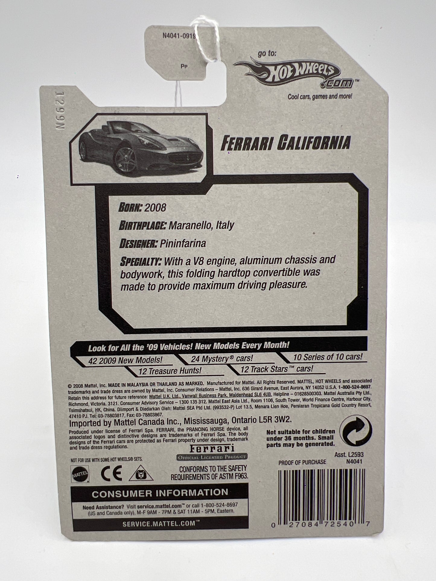 2009 Hot Wheels New Models #38 Ferrari California Red