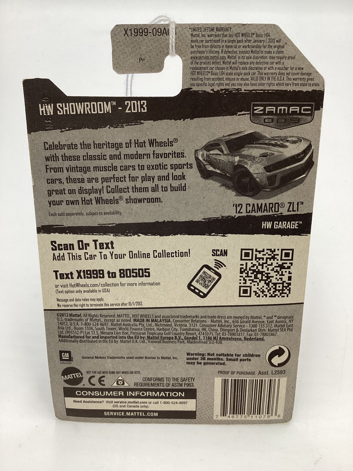 2013 Hot Wheels Zamac #9 #192 12 Camaro ZL1 Walmart Exclusive 149i