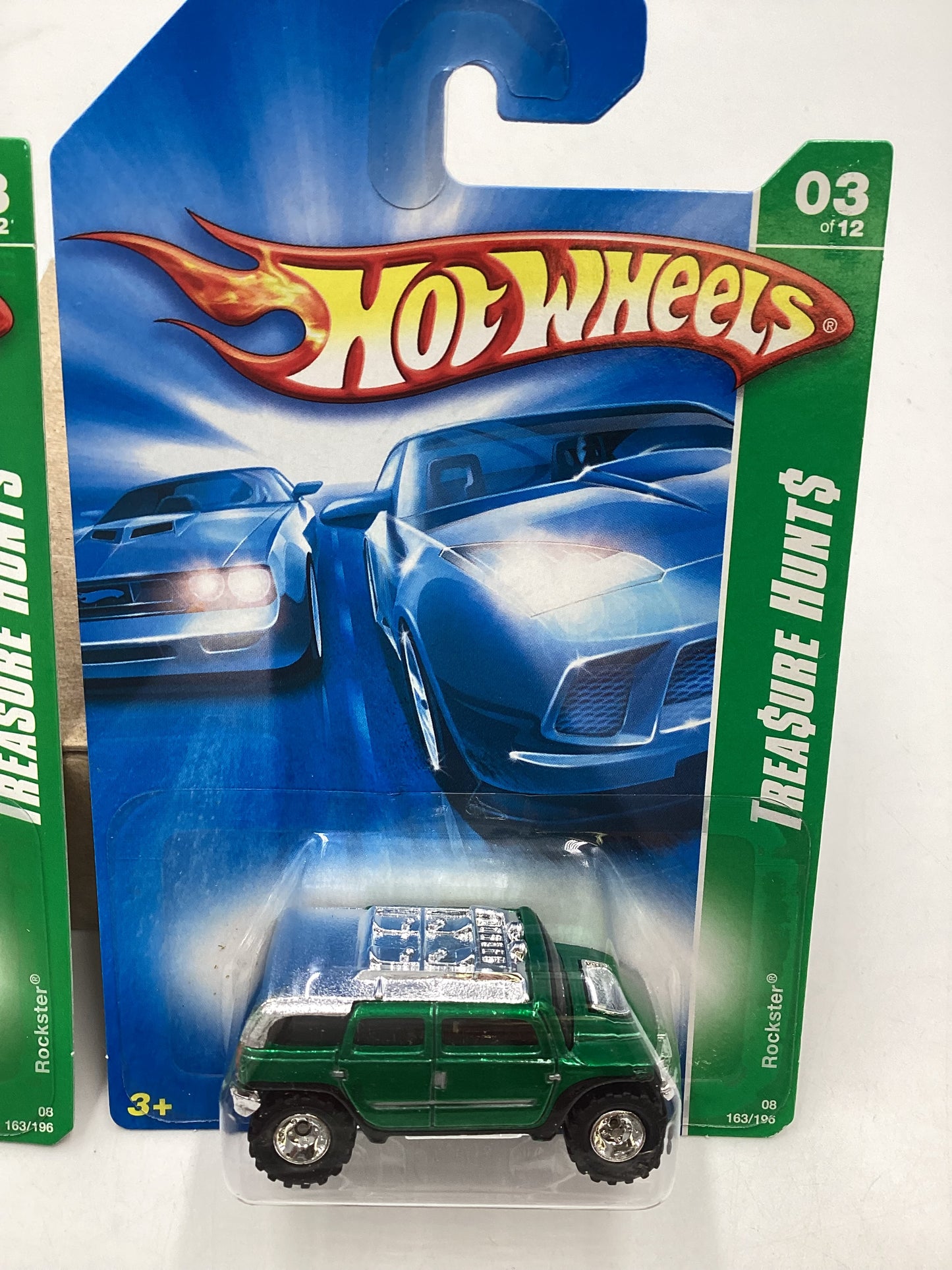 2008 Hot Wheels Super Treasure Hunt + Treasure Hunt Rockster Green #163 with protector