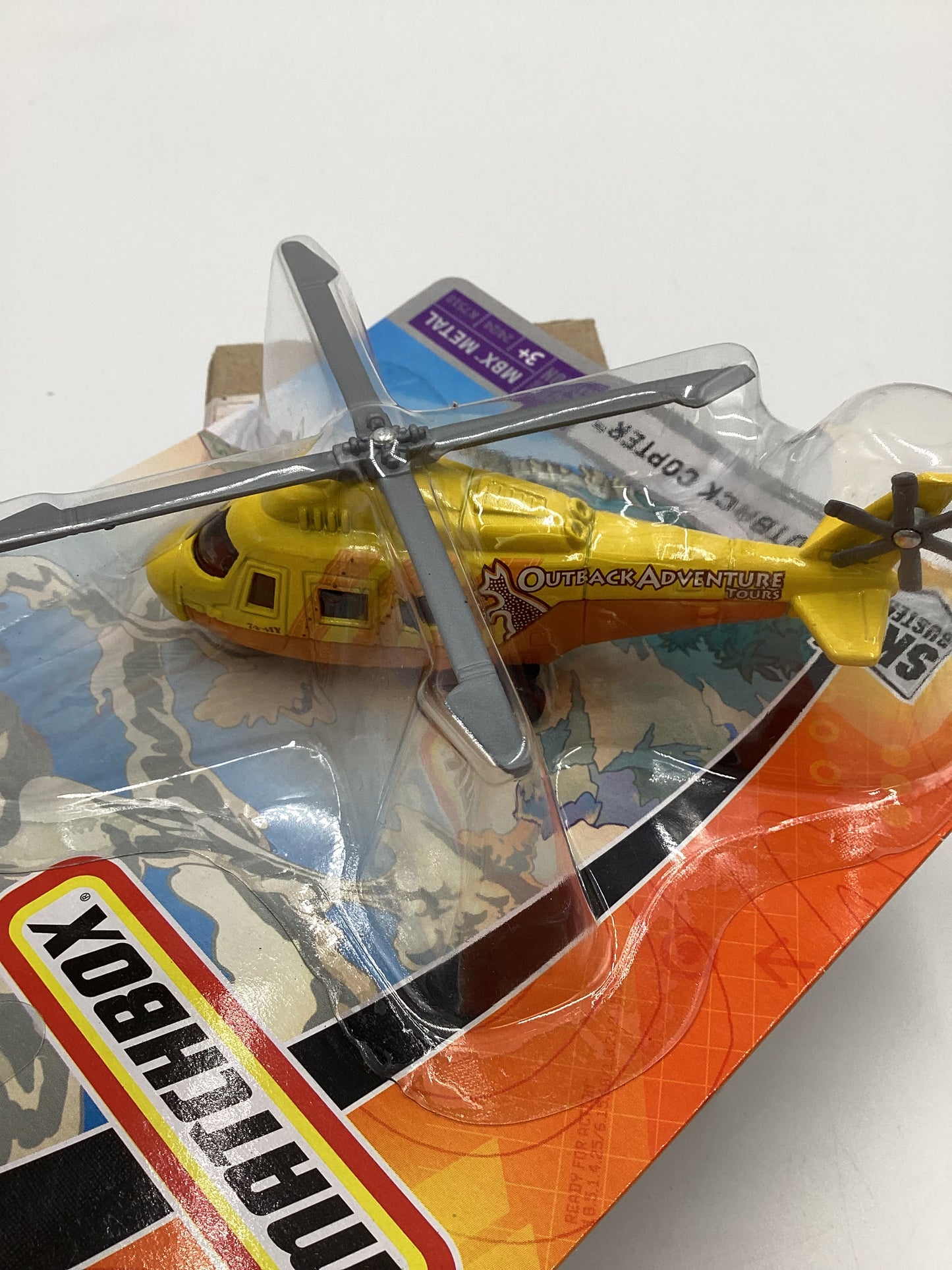 2007 Matchbox Skybusters  K7518 Outback Copter Yellow HTF 113D