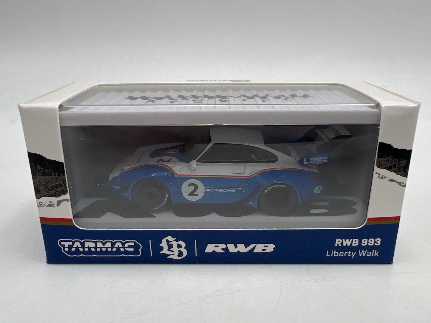 Tarmac Works x Hobby 64 Porsche RWB 993 Liberty Walk W/Container