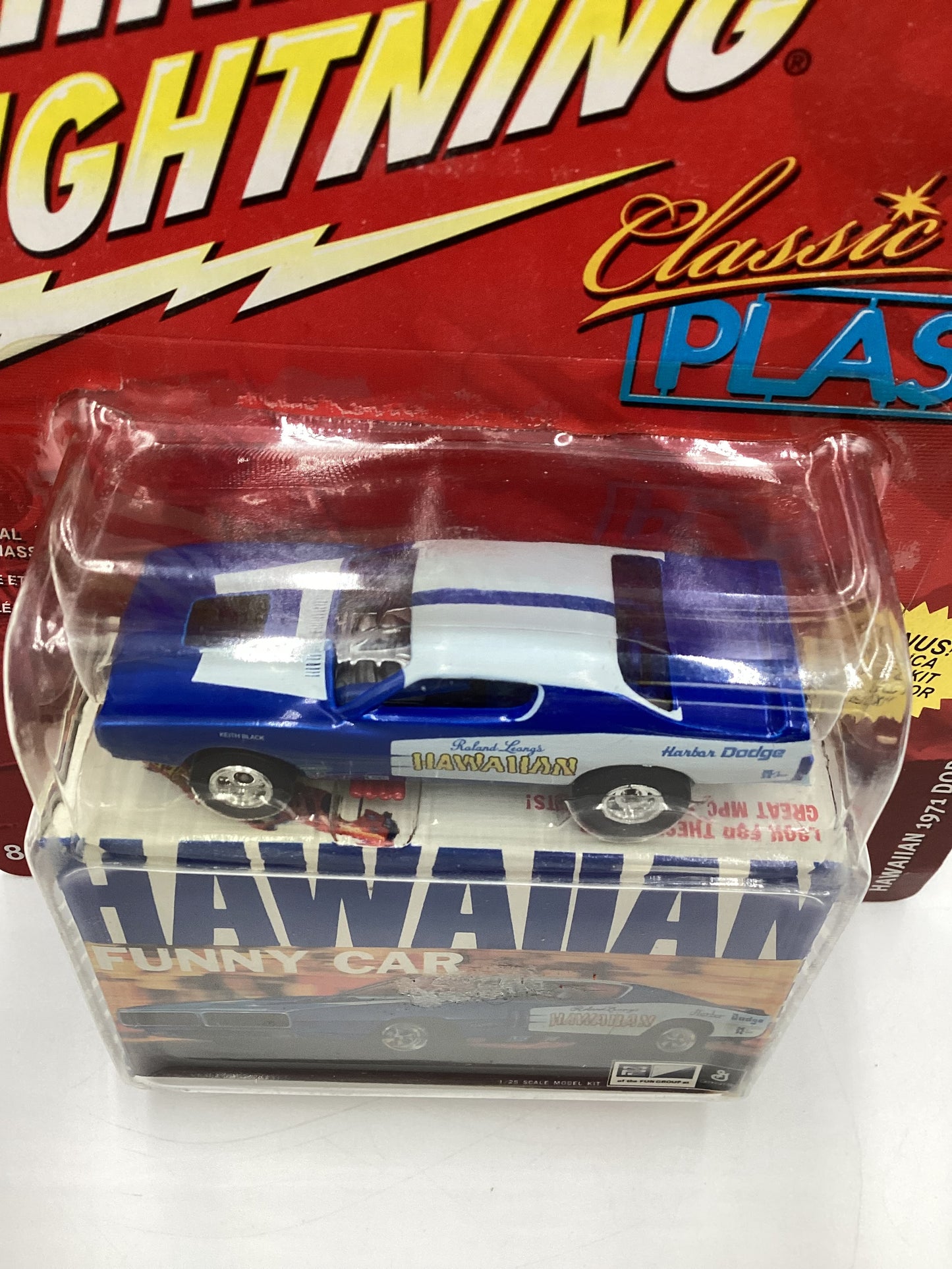 Johnny Lightning Classic Plastic #6 Dodge Charger Funny Car Blue 231D