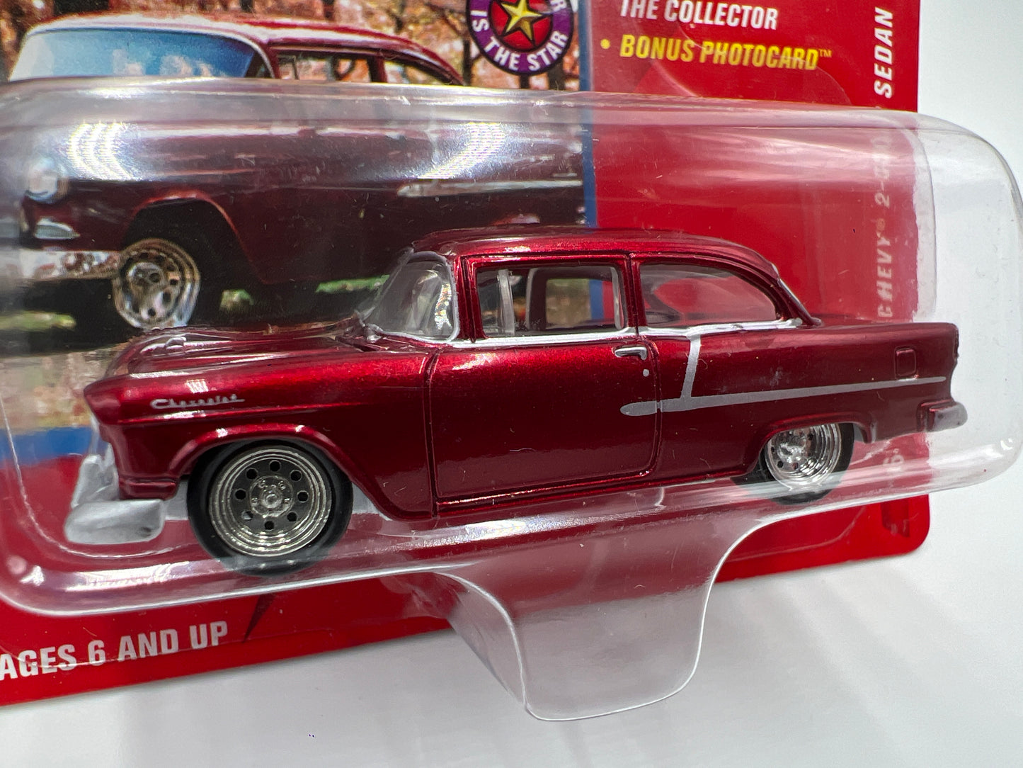 Johnny Lightning White Lightning Chase Chevy Thunder #6 1955 Chevy 2-Door Sedan Red