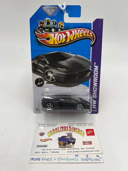 2013 Hot Wheels Showroom #173 Lamborghini Aventador LP 700-4 Black 102D