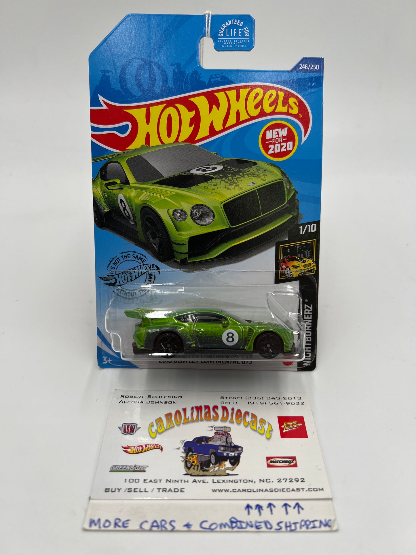 2020 Hot Wheels Nightburnerz #246 2018 Bentley Continental GT3 Green 79G