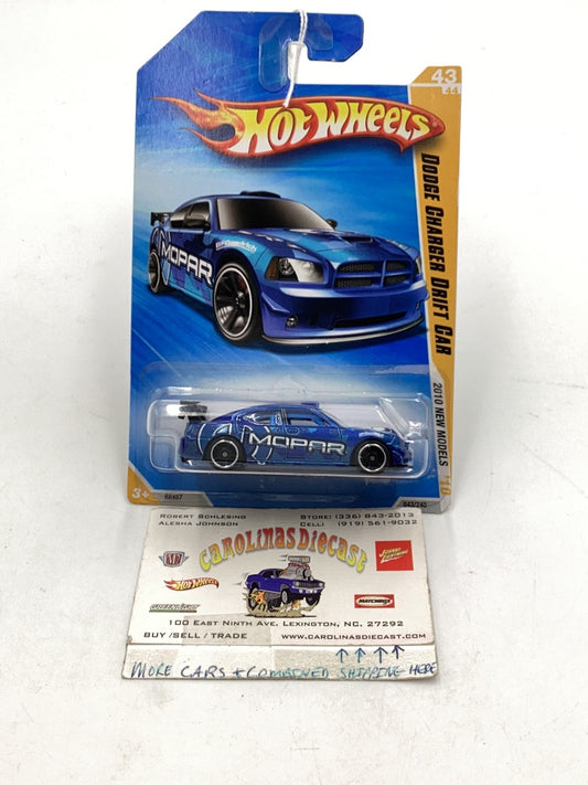 2010 Hot Wheels #43 Dodge Charger Drift Car blue 58C