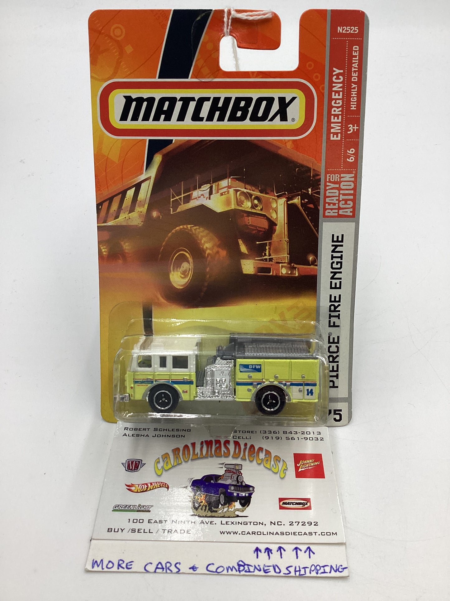 Matchbox Emergency Response #75 Pierce Fire Engine Neon Yellow/White 206C