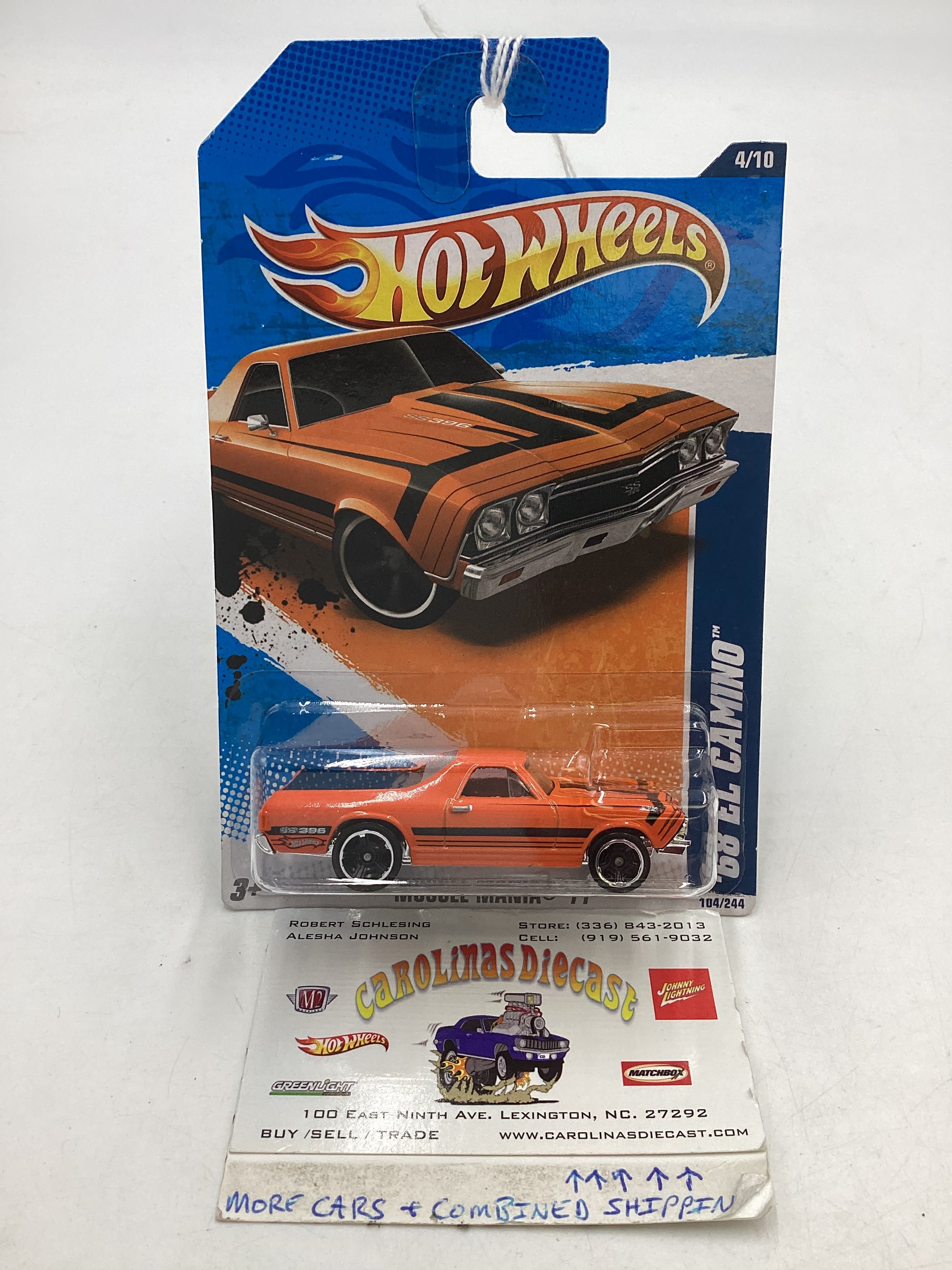 2011 Hot wheels #104 68 El Camino Orange 7i – carolinasdiecast