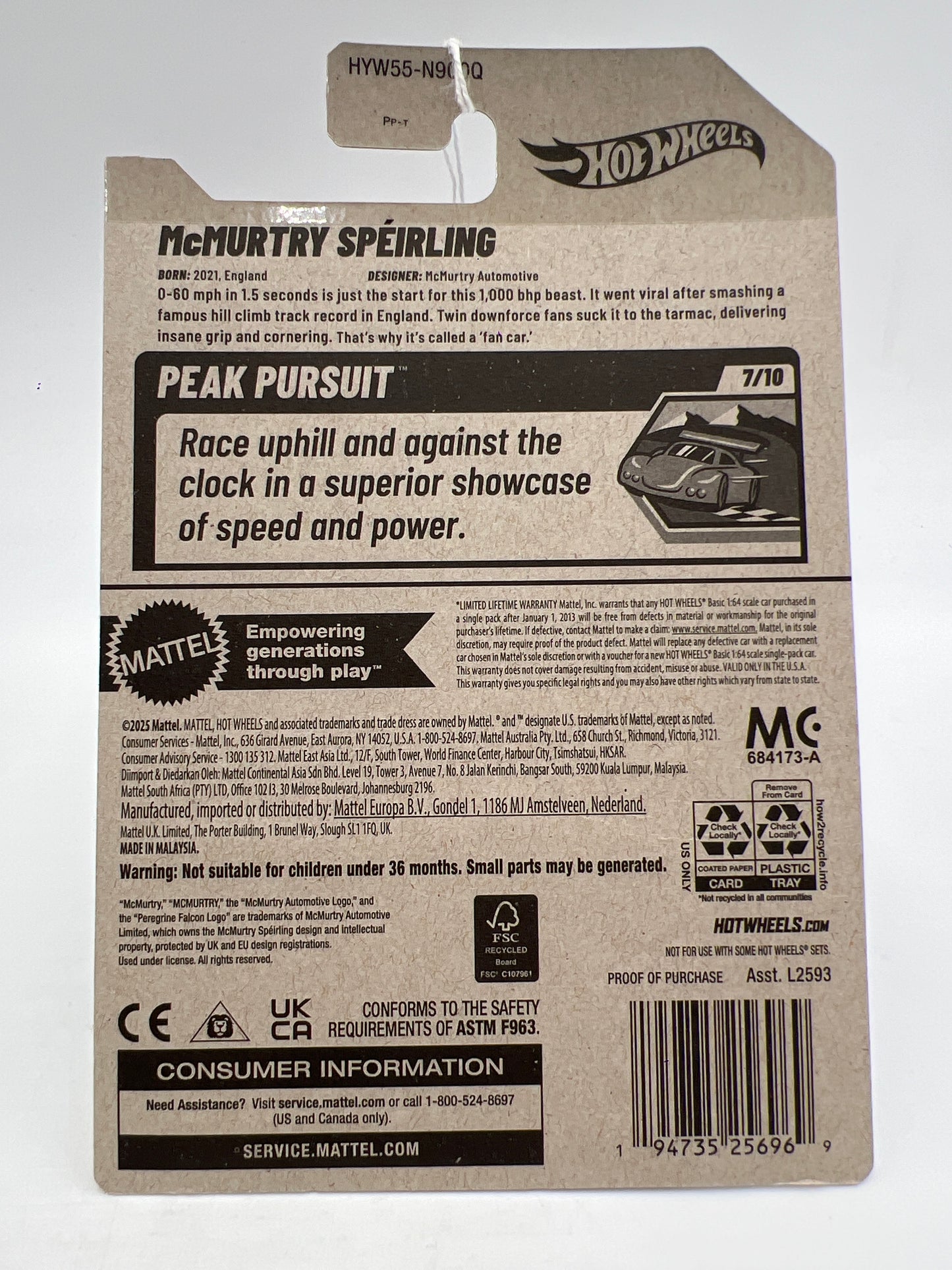 2025 Hot Wheels Q Case Peak Pursuit #237 McMurtry Speirling Gray 80i