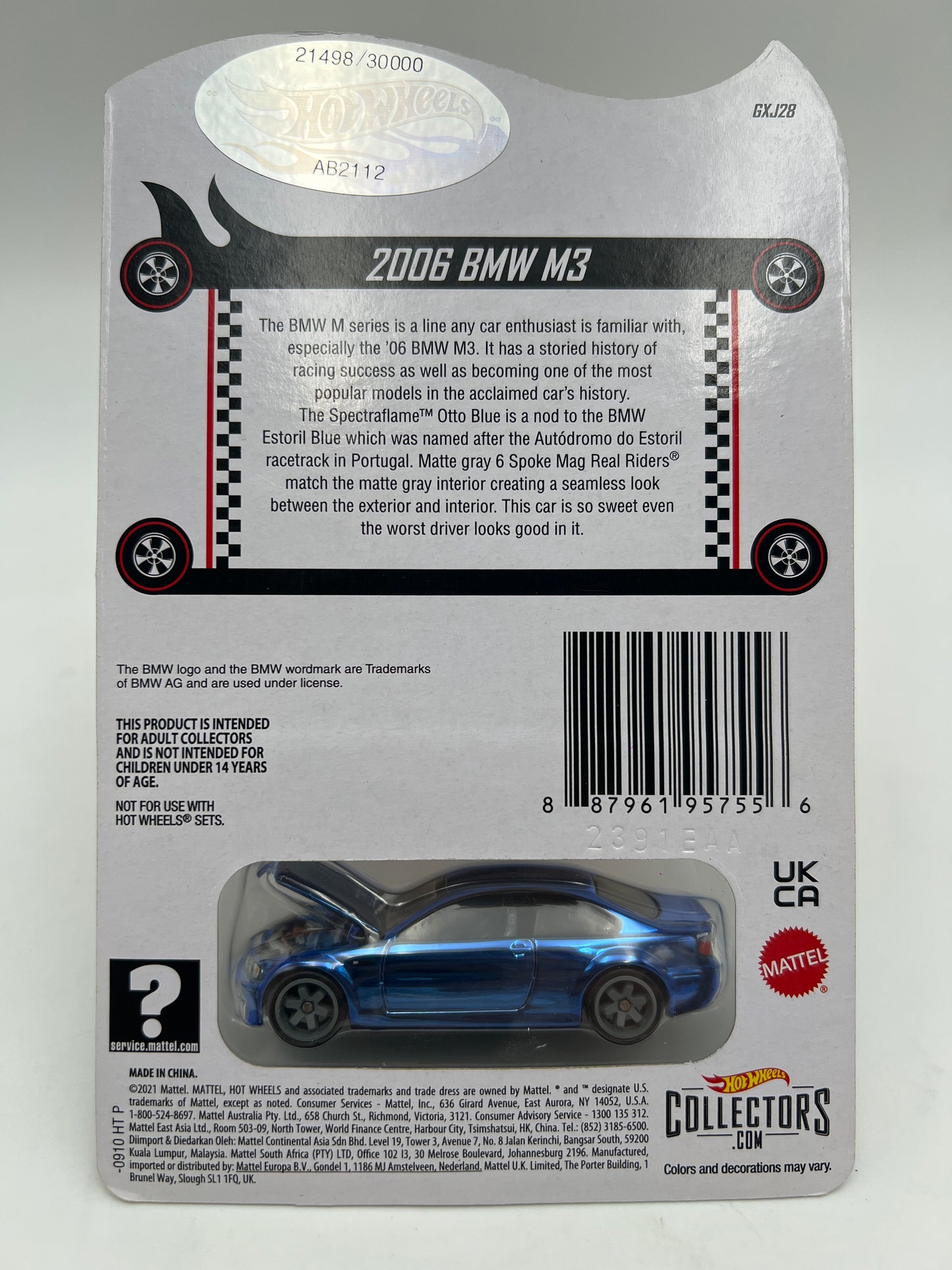 2022 Hot Wheels RLC 2006 BMW M3 Blue W/Protector