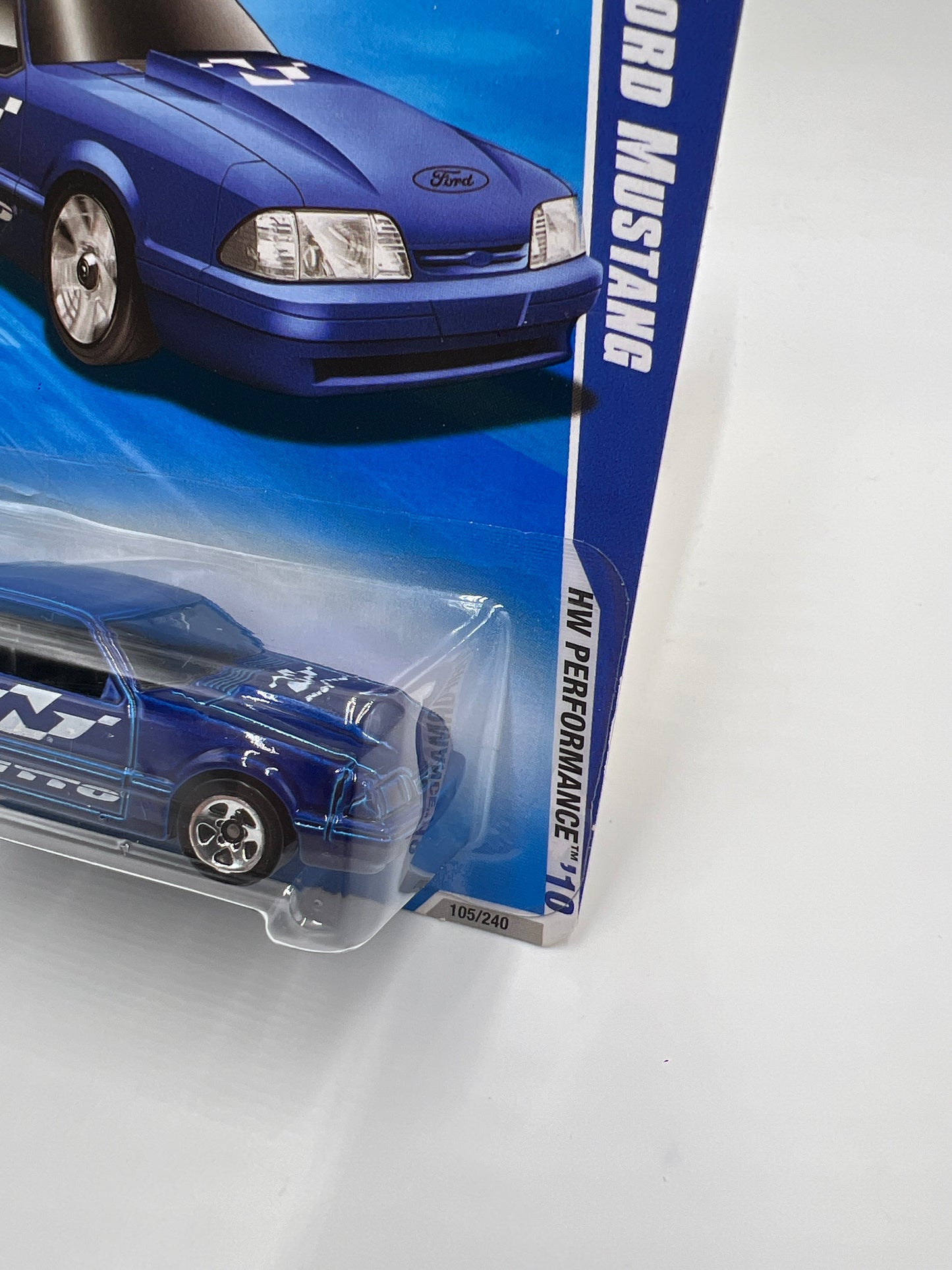 2010 Hot Wheels Performance #105 Kmart Exclusive 92 Ford Mustang Blue W/Protector SR