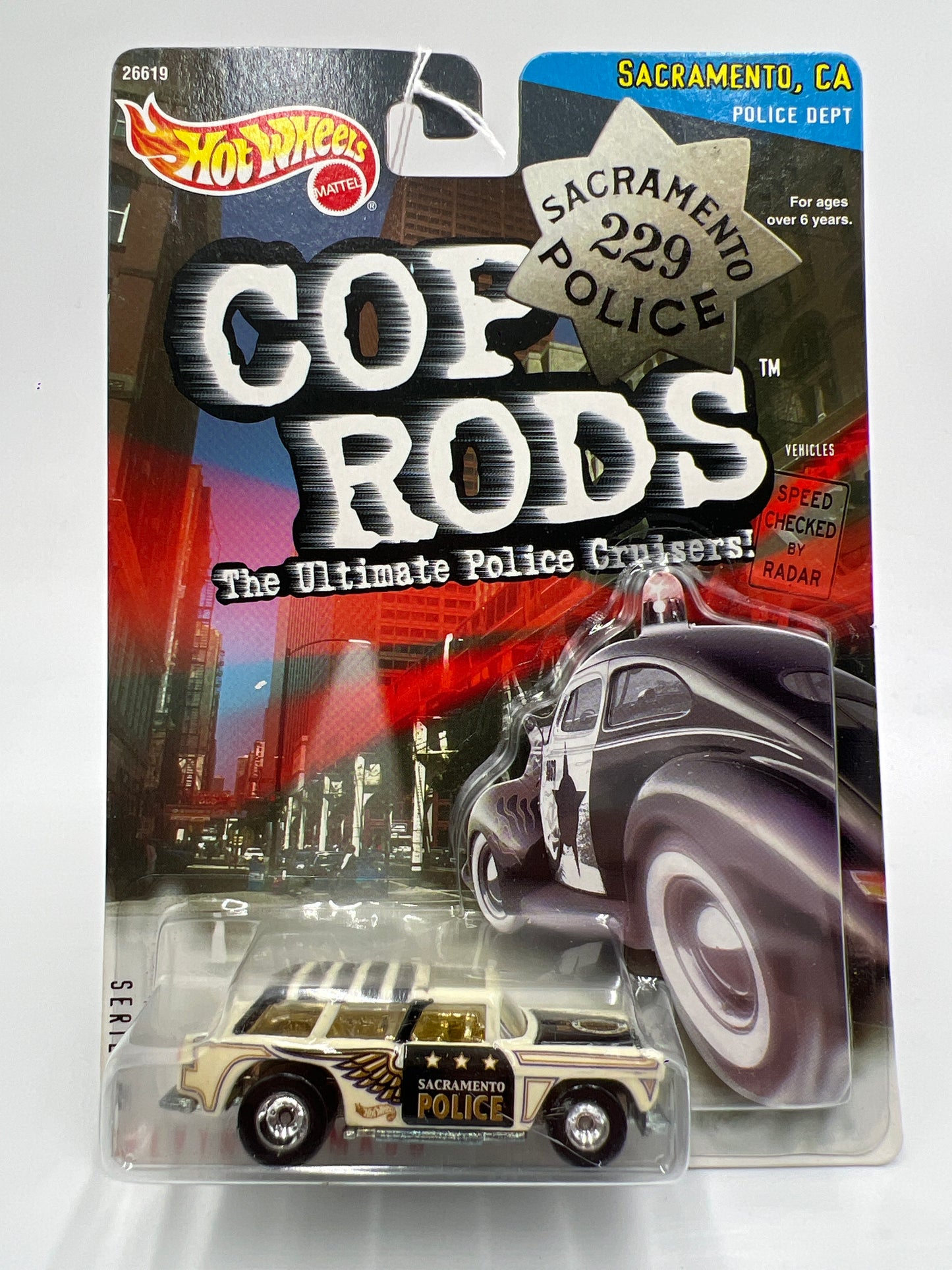 Hot Wheels Cop Rods Series 2 Sacramento CA Chevy Nomad W/Real Riders Cracked Blister SR