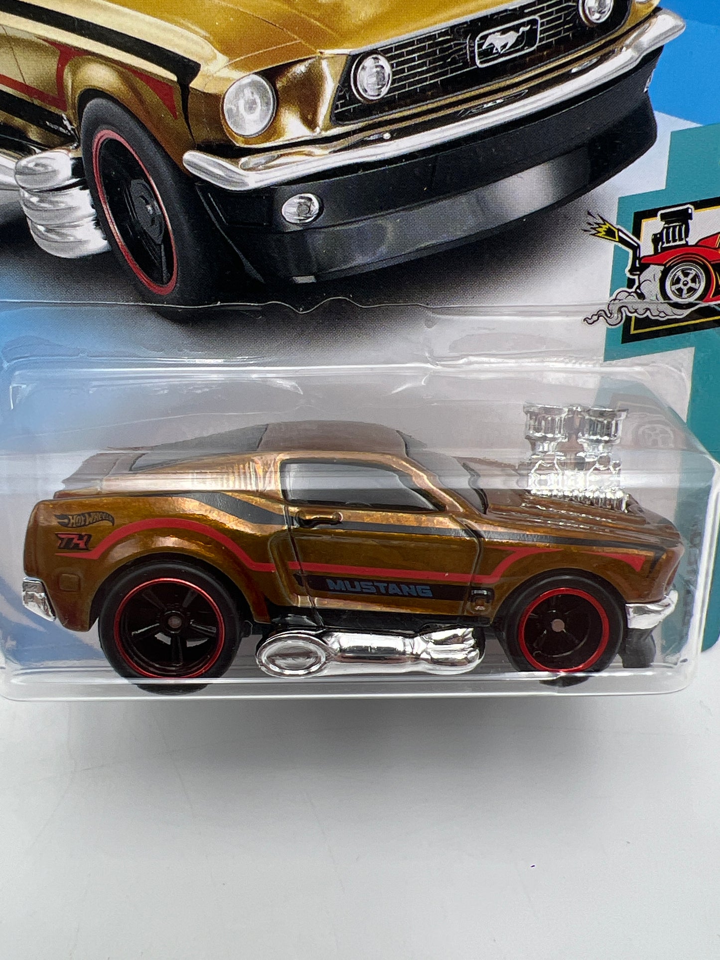 2018 Hot Wheels Super Treasure Hunt Tooned 68 Mustang Gold W/Protector