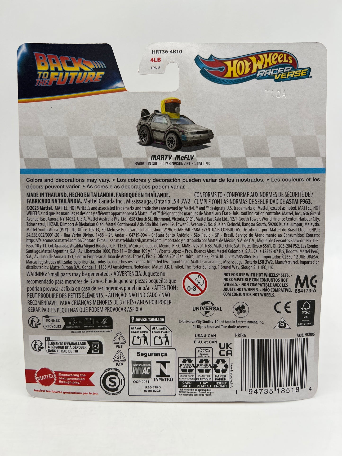 2024 Hot Wheels Racer Verse Back To The Future CHASE Marty McFly Radiation Suit W/Protector
