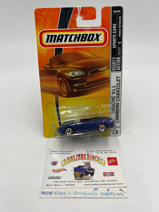 Matchbox Sports Cars #19 Porsche 911 Carrera Cabriolet Blue Crooked Blister 209C