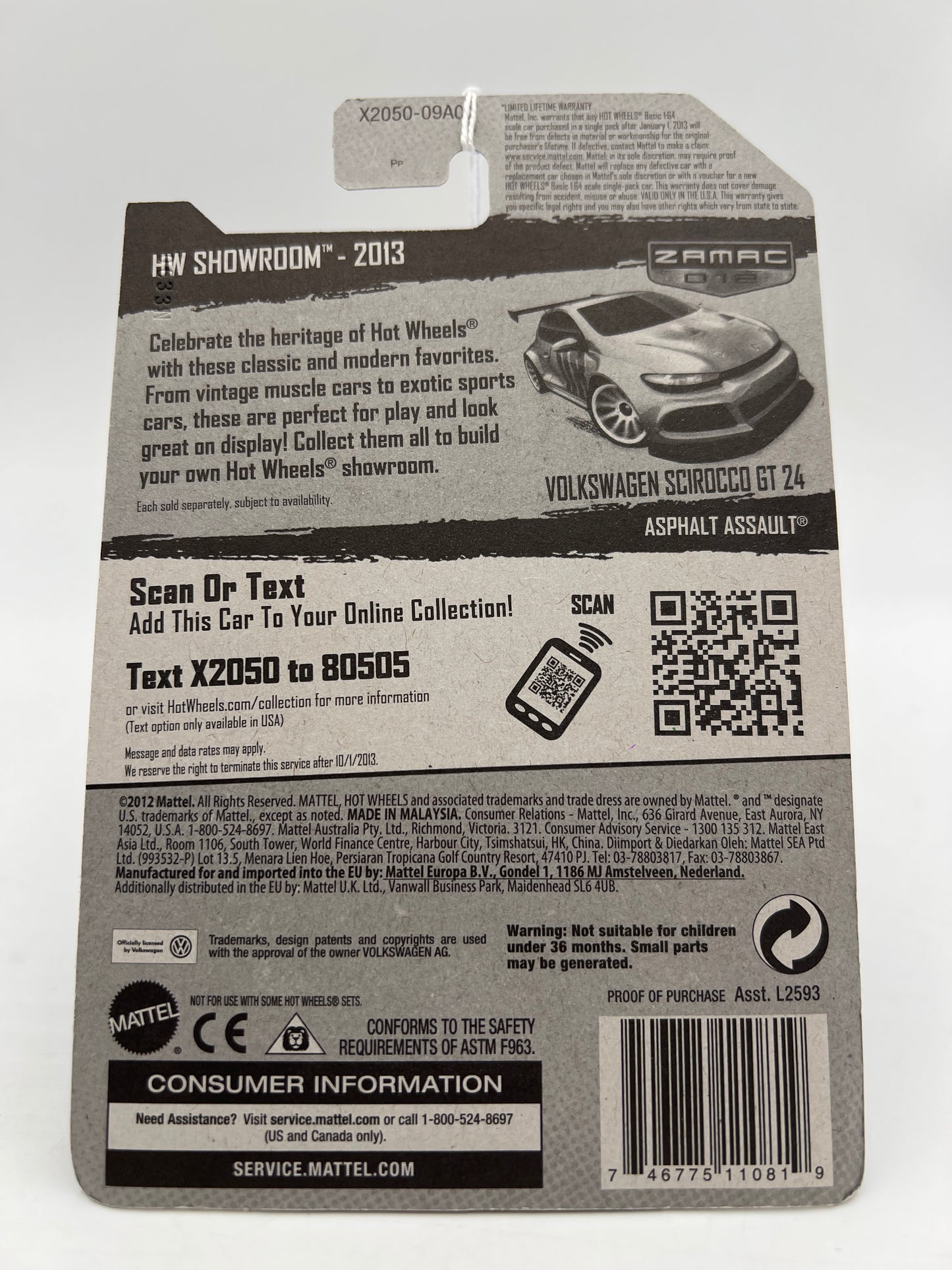 2013 Hot Wheels Walmart Exclusive Zamac 012 #160 Volkswagen Scirocco GT 24 145F