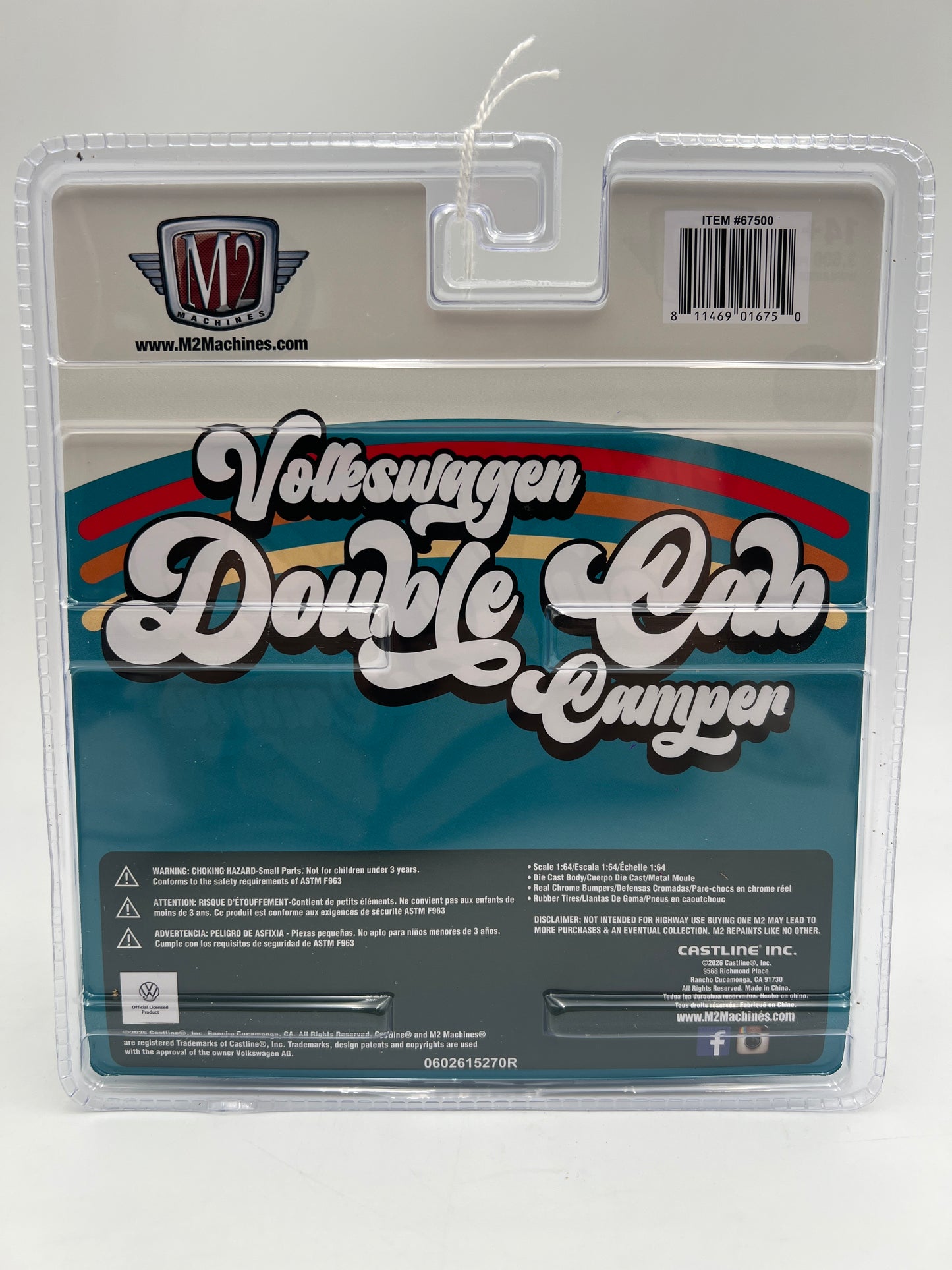 M2 Machines Diorama R22 1959 VW Double Cab Truck USA Model Light Blue